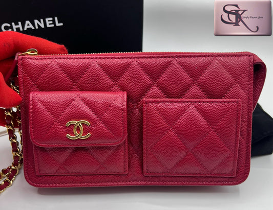 Chanel Caviar Wristlet Pouch microchip