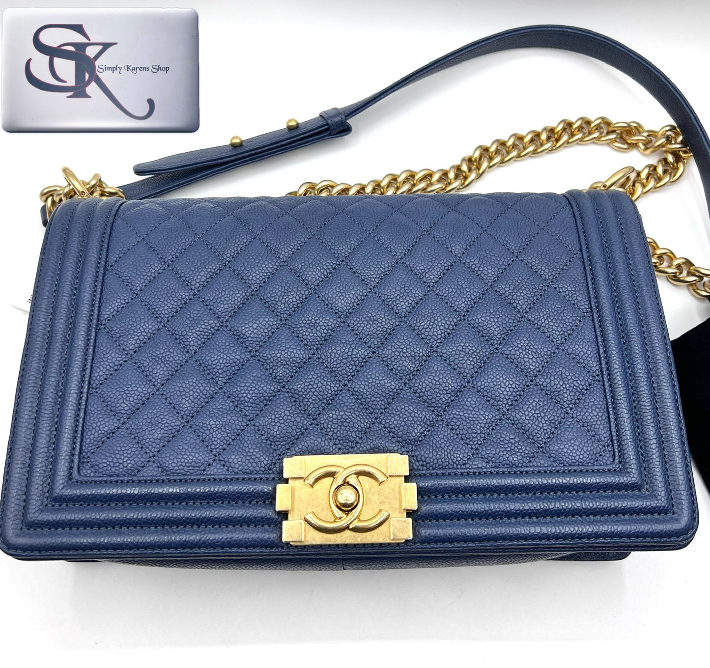 Chanel Caviar Leboy Navy Blue New Medium G.H.                    (🇵🇭P344,000)