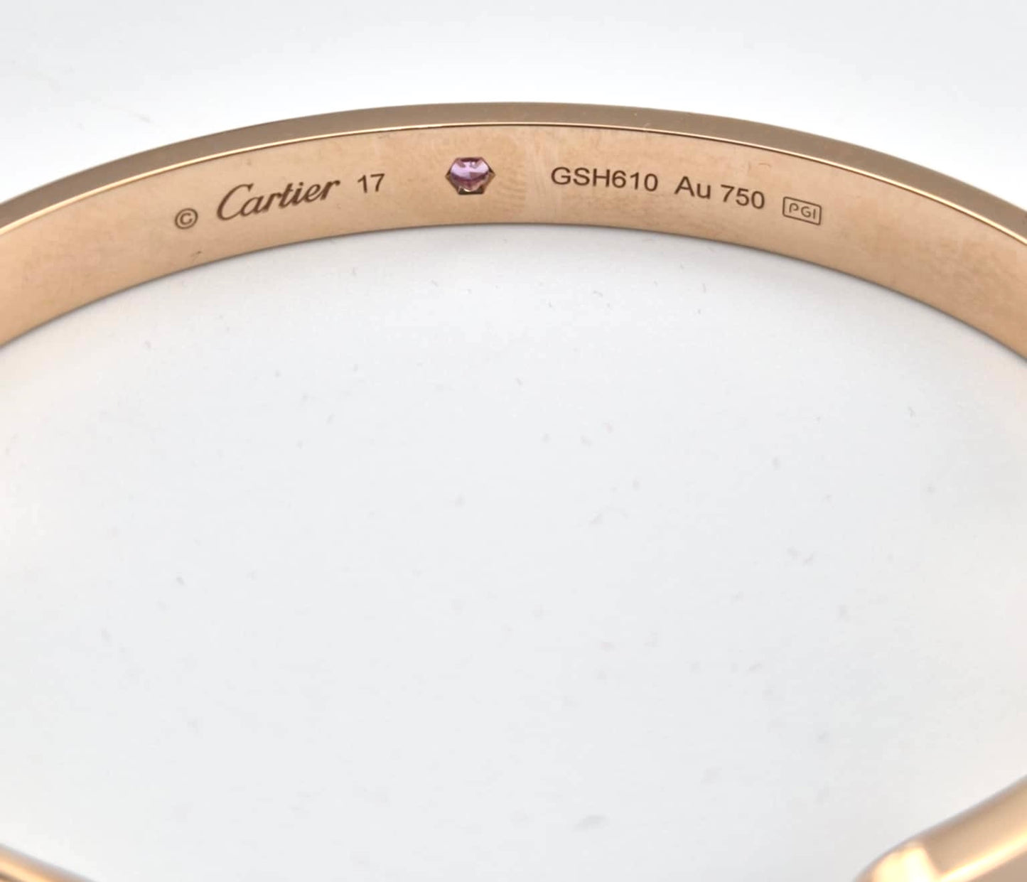Cartier Love cuff Bracelet 18K  Pink Gold w/ Pink Sapphire 25.68g 16cm