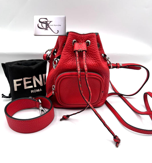 Fendi Mini Mon Tresor Bucket leather 2 way Bag