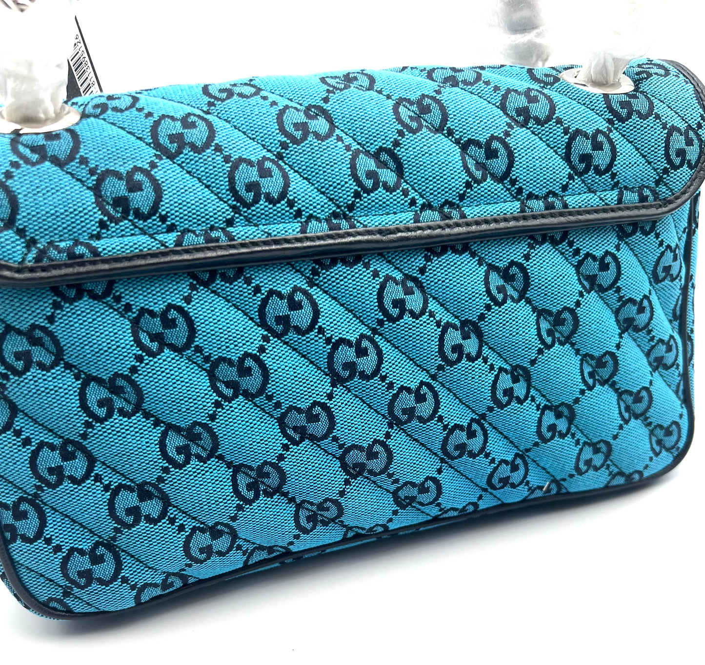 Gucci Marmont Blue Canvas Chain Flap MM size SHW        (🇵🇭P67,940)