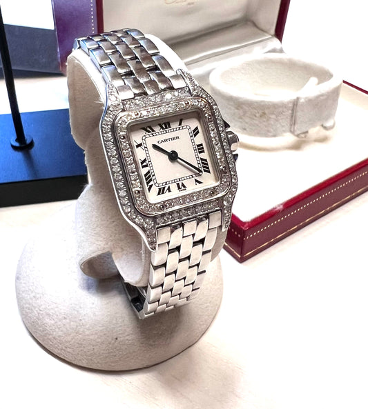 Cartier Panthere SM SS watch w/ after Diamond Qz Size 13.5cm