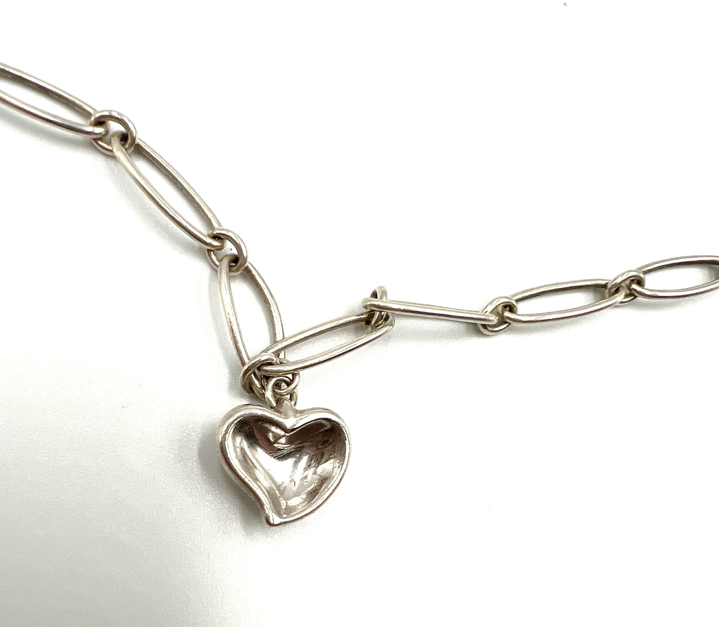 Tiffany & Co Elsa Peretti Silver 925 Full Heart Elongated Link Bracelet 17.5cm (🇵🇭P14,620)