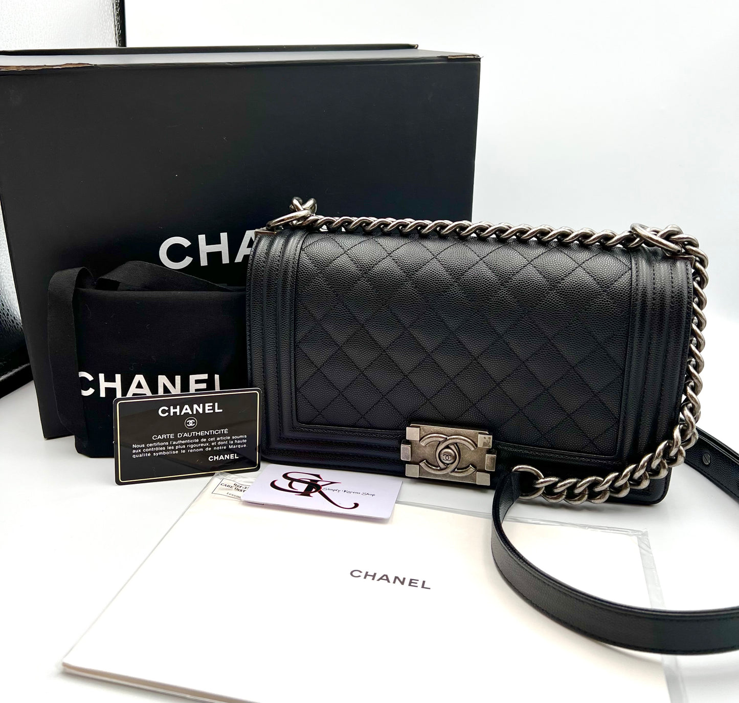 Chanel Leboy Black Caviar Skin Old Medium Riuthenium Hardware Series 30                (🇵🇭P335,400)