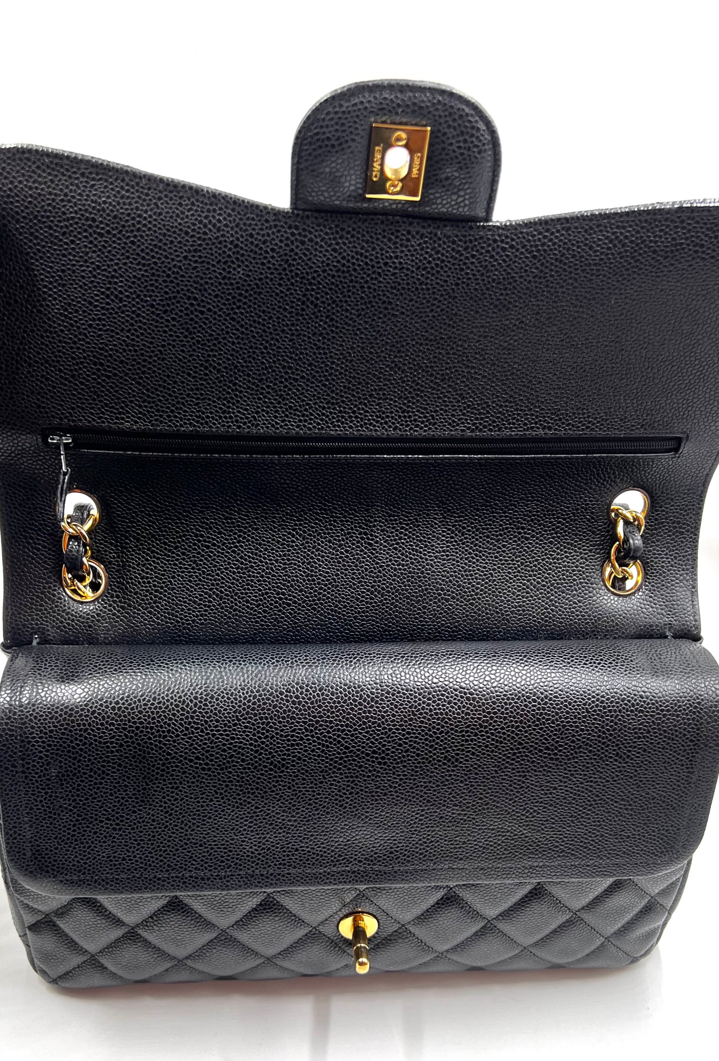 Chanel Classic Black Jumbo Caviar Double Flap GHW S30cm Series 15  (🇵🇭P318,200)