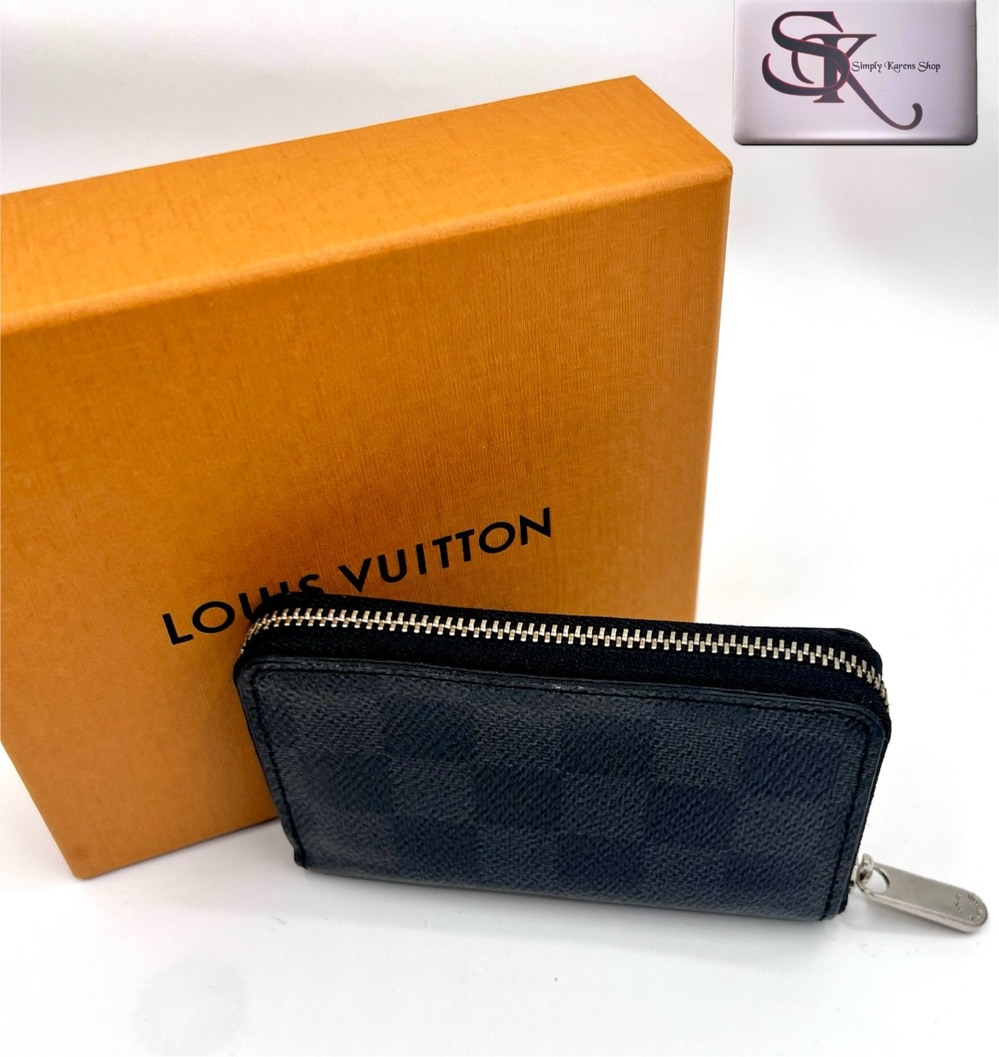 Lv Graphite Zip Around Card Case