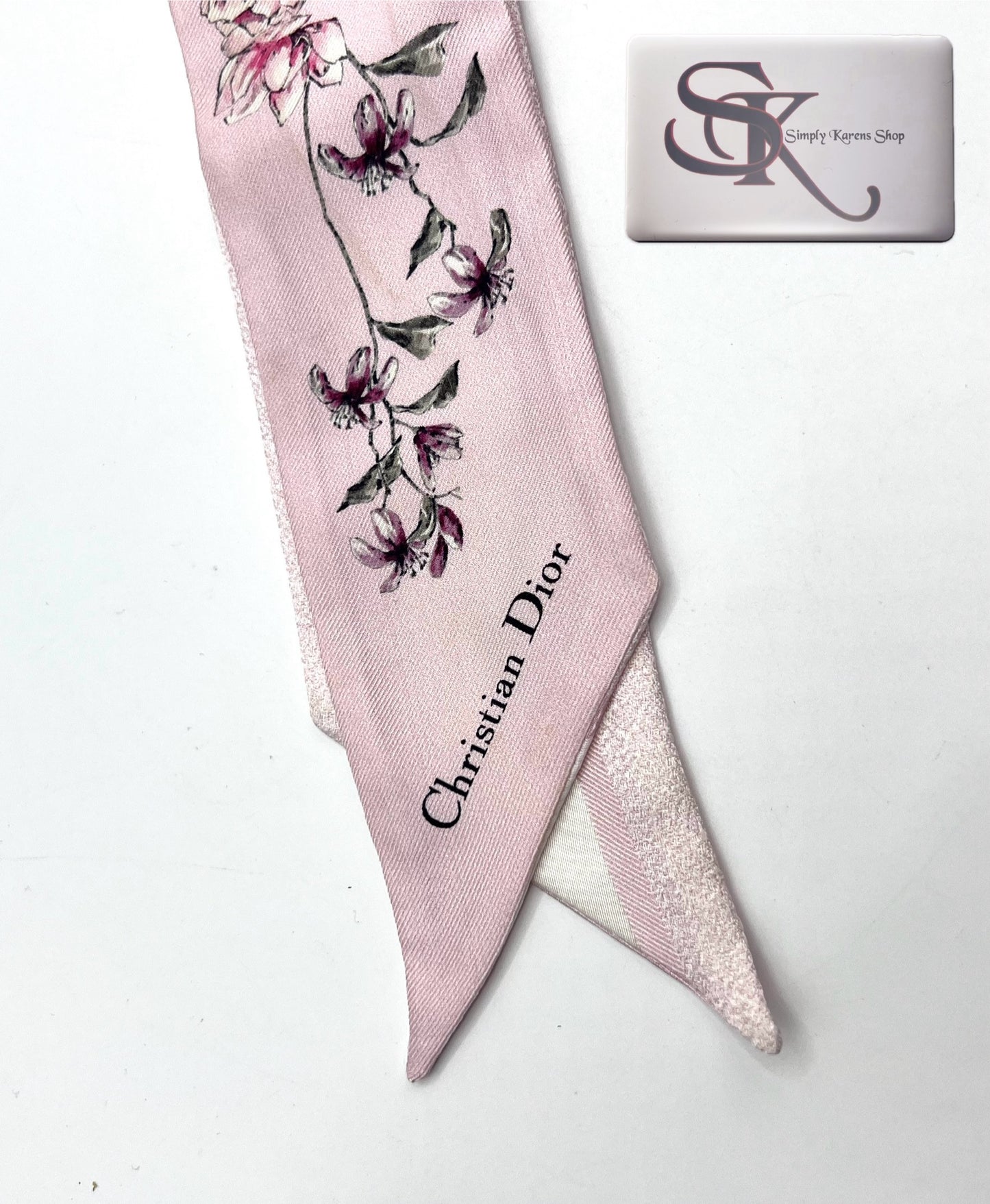 CHristian Dior Pink Floral Silk Twilly (🇵🇭P12,900)