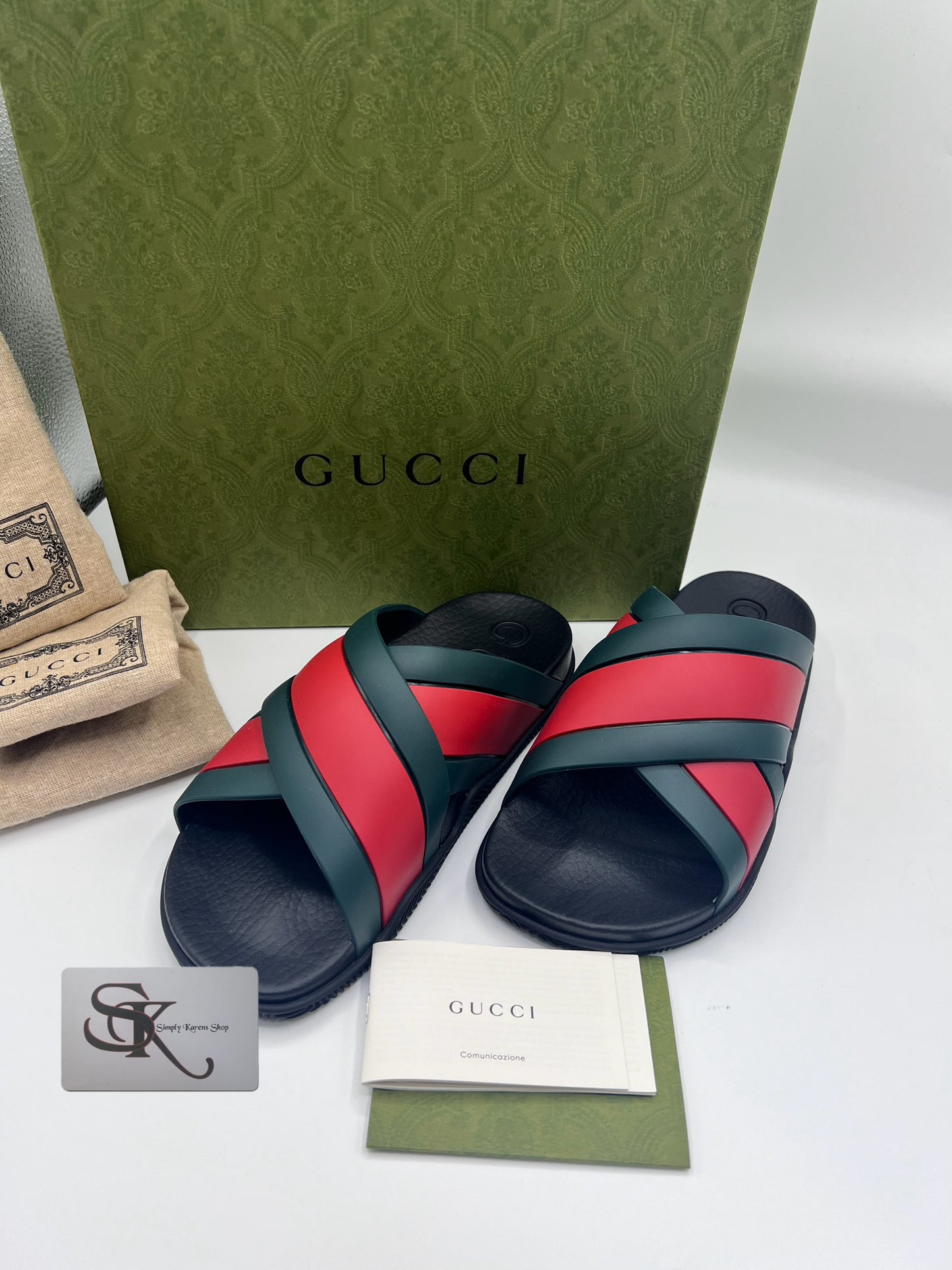 GUCCI WEB STRIPE RUBBER SLIDE S36