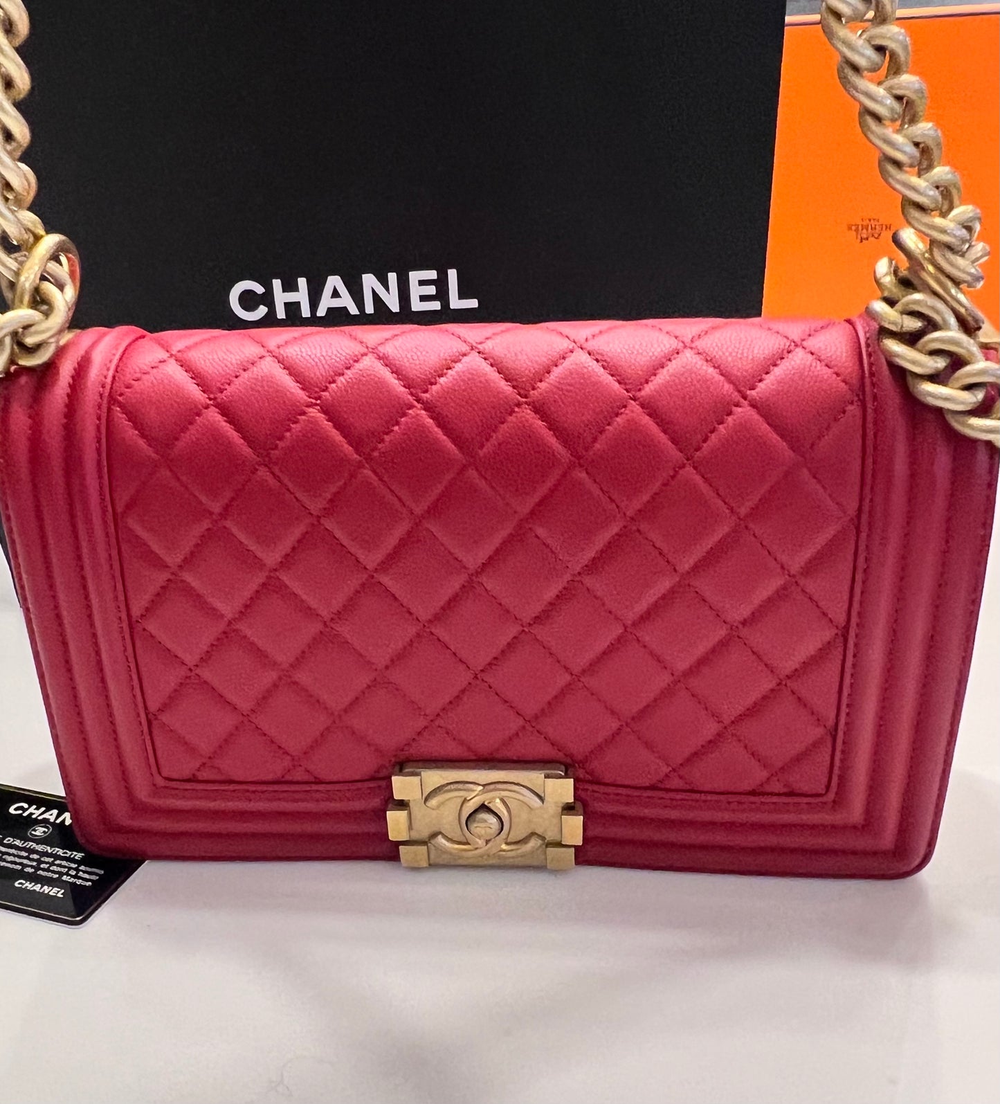 Chanel Caviar red Leboy Old Medium GHW