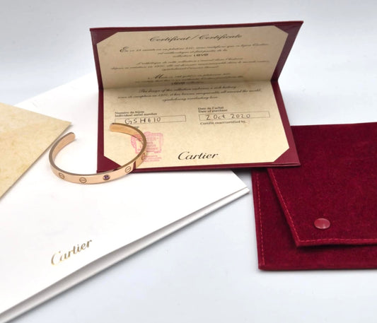 Cartier Love cuff Bracelet 18K  Pink Gold w/ Pink Sapphire 25.68g 16cm