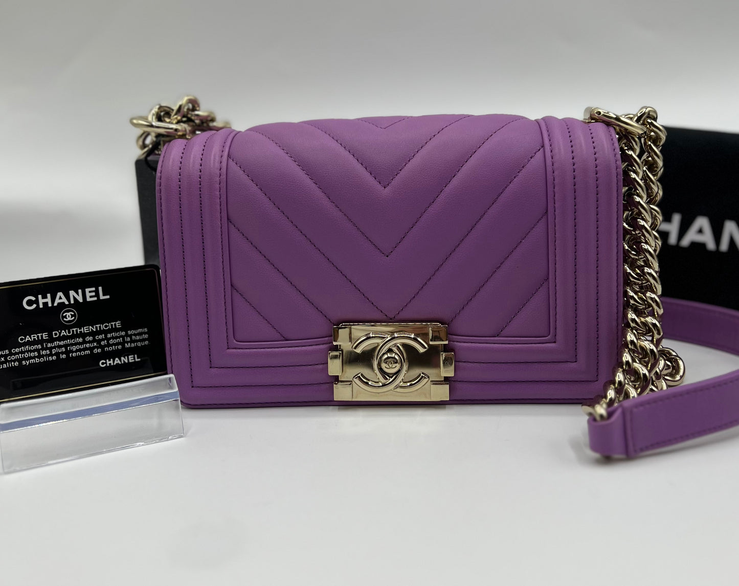 Chanel Leboy Purple Pm size Calfskin GHW Series29          (🇵🇭P197,800)