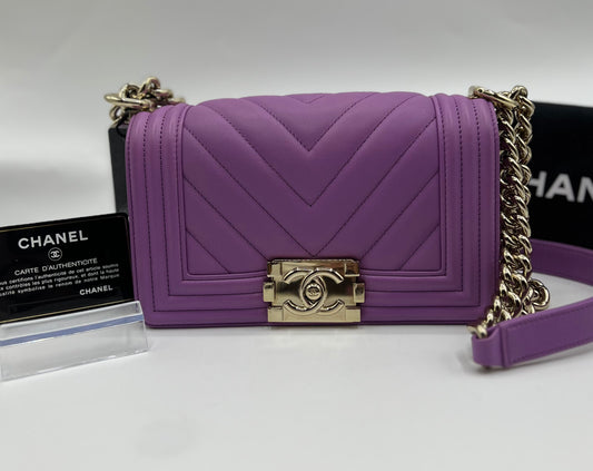 Chanel Leboy Purple Pm size Calfskin GHW Series29          (🇵🇭P197,800)