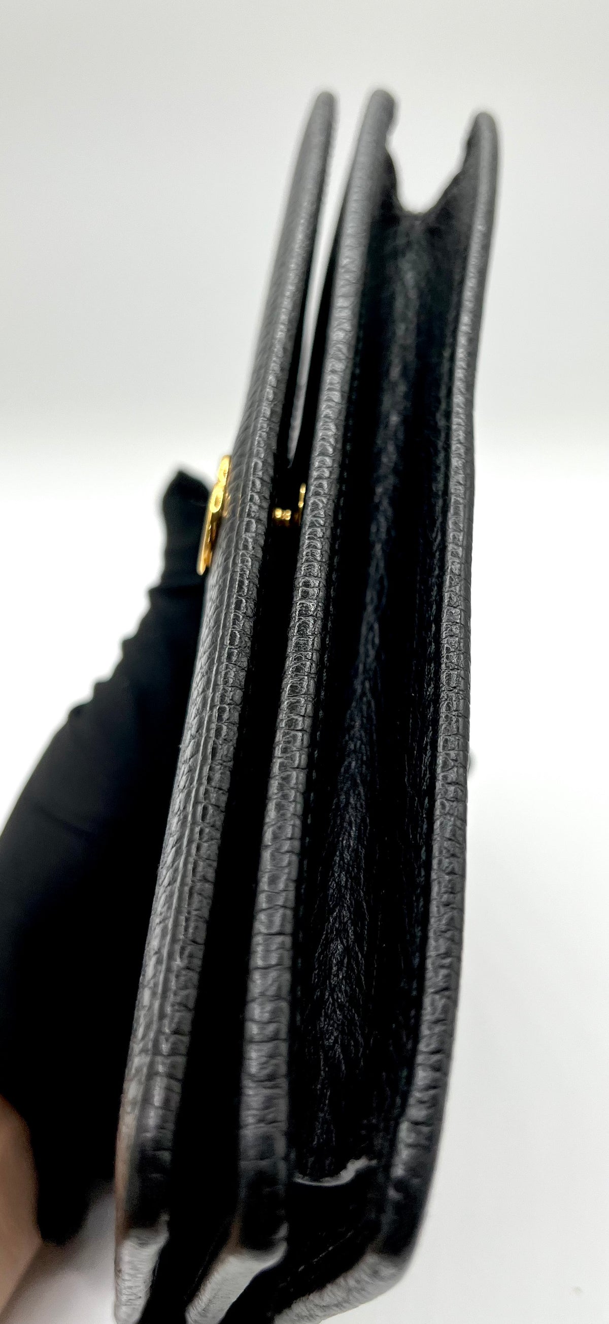 Gucci GG Marmont Black Leather Wallet On chain GHW