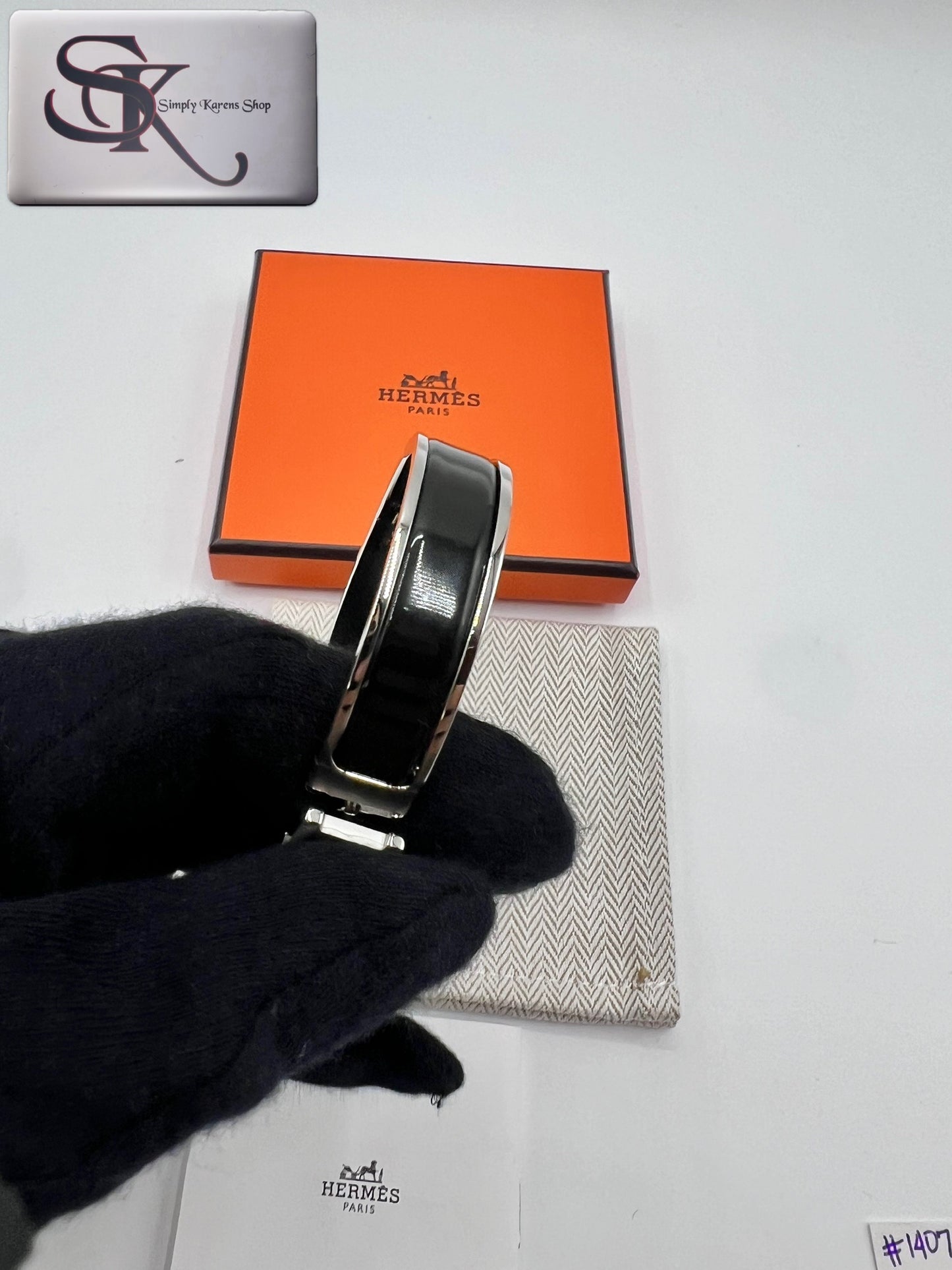 Hermes Clic Clac Black Enamel Silver Hard ware