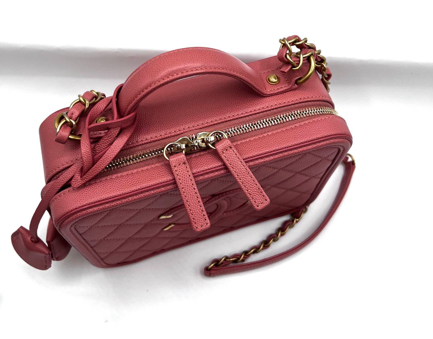 Chanel Caviar Vanity 21cm Rose Gold GHW Series 28        (🇵🇭P180,600)