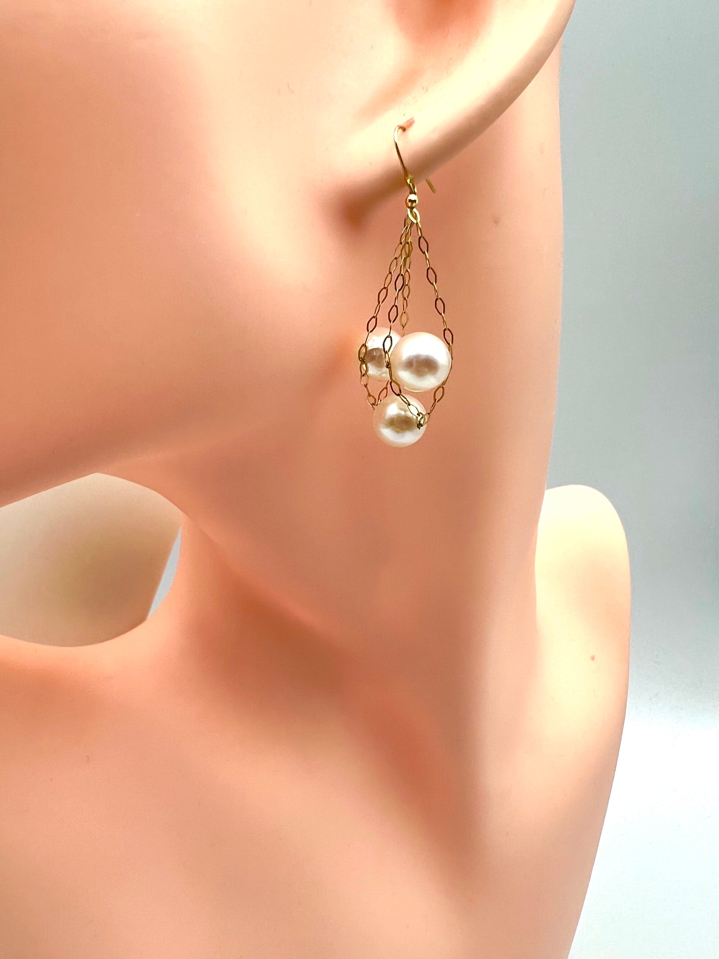 K18 Jp Gold Akoya Pearl Drop earings 7~7.5mm 3.8grms      (🇵🇭P24,510)