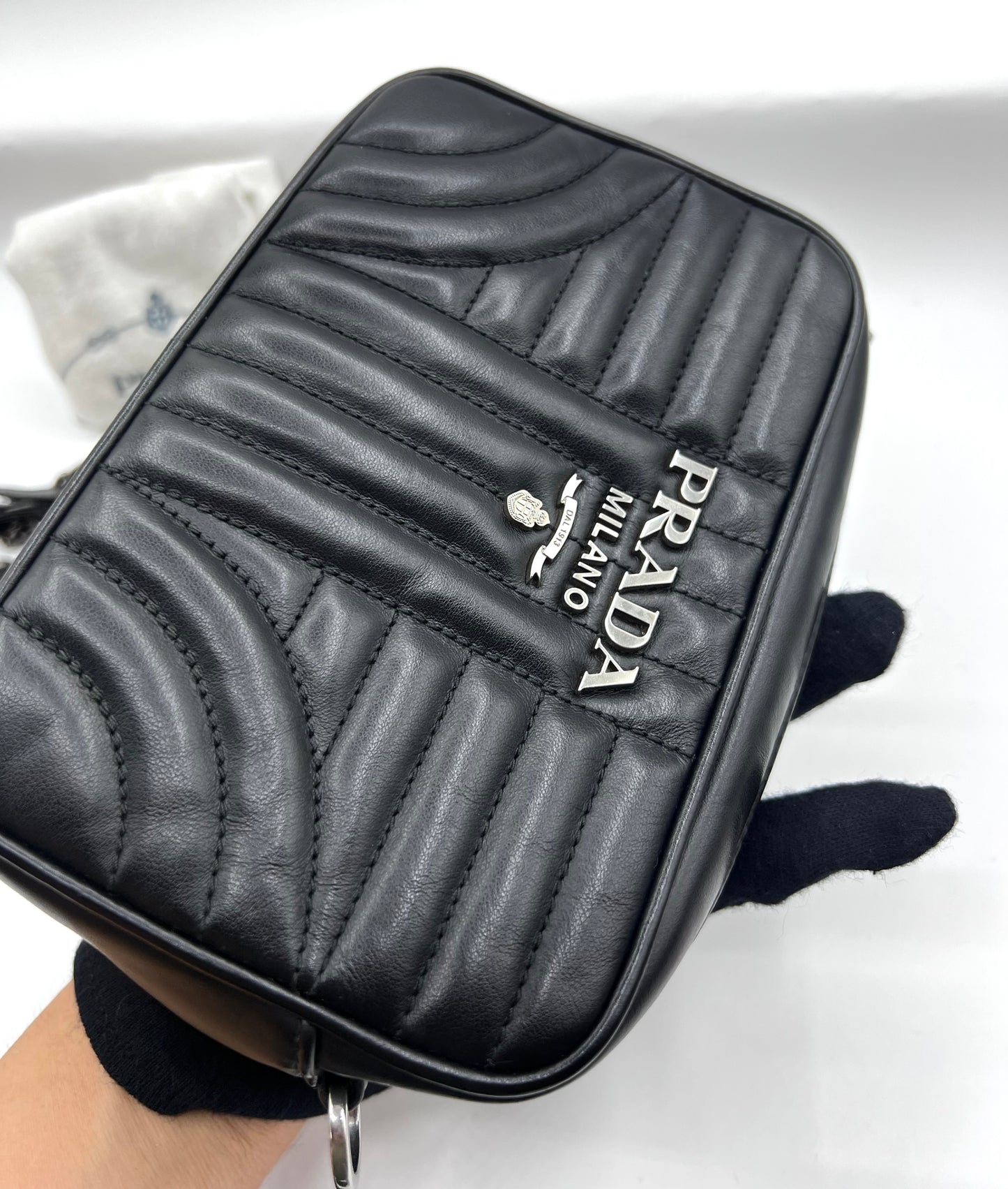 Prada Black Diagram Camera Chain Strap Cross body