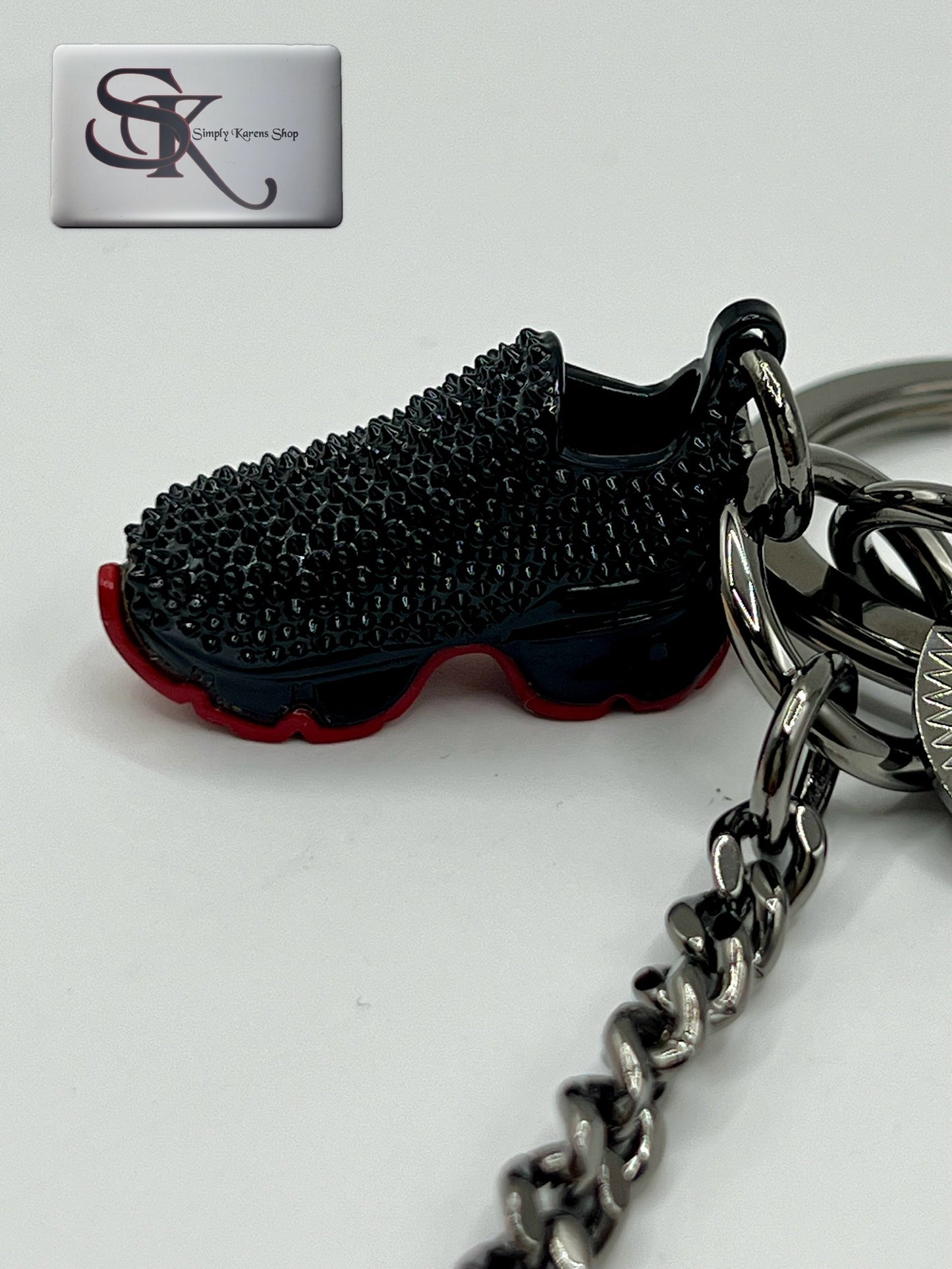 CHRISTIAN LOUBOUTIN SPIKE SNEAKER BAG CHARM / KEY HOLDER