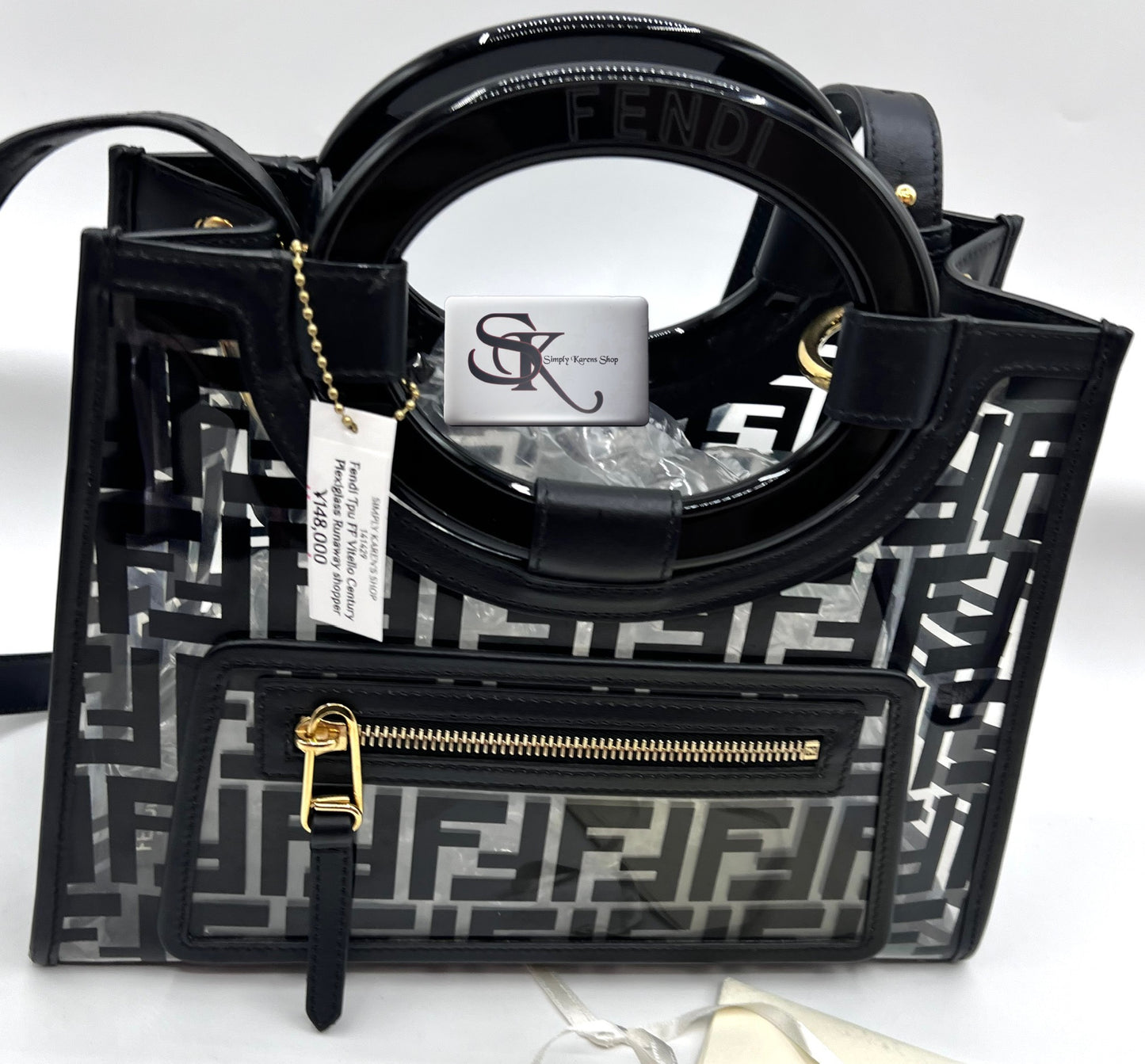 Fendi Tpu FF Vitello Century Plexiglass Runaway shopper Tote 2 way bag   (🇵🇭P63,640)