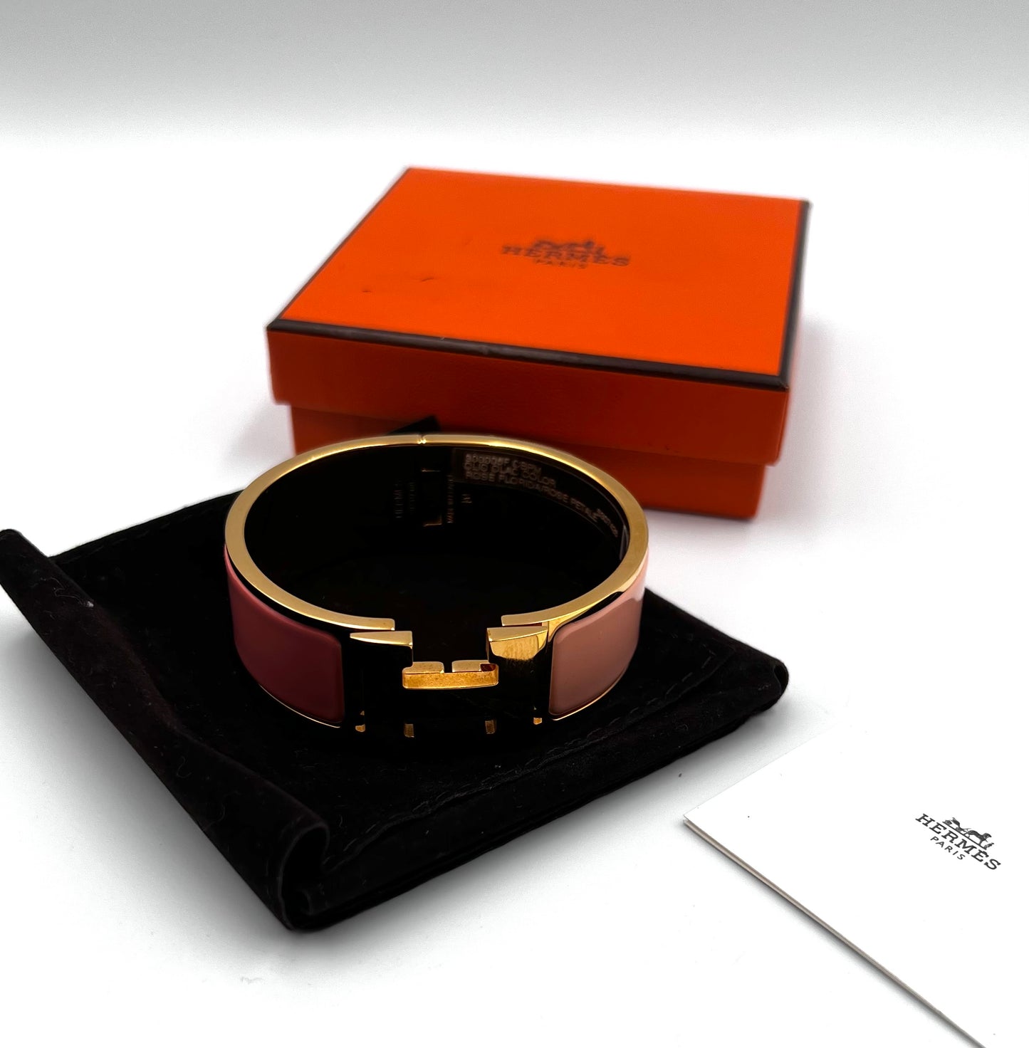 Hermes Clic Clac Wide Rose florida / Rose Petale  2 Tone enamel Pm size /16cm            (🇵🇭P37,840)