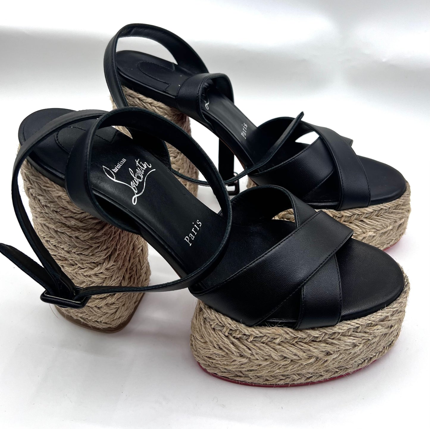 Christian Louboutin Open Toe Ankle Strap Espadril Wedge Sandals S24cm  (🇵🇭P18,060)