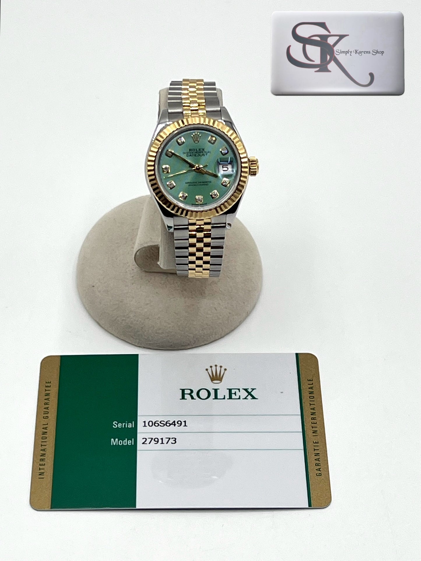 Rolex Date Just Mint Green Dial 10P/Dia 2 Tone SS/YG 16.5cm 28mm       (🇵🇭P898,700)