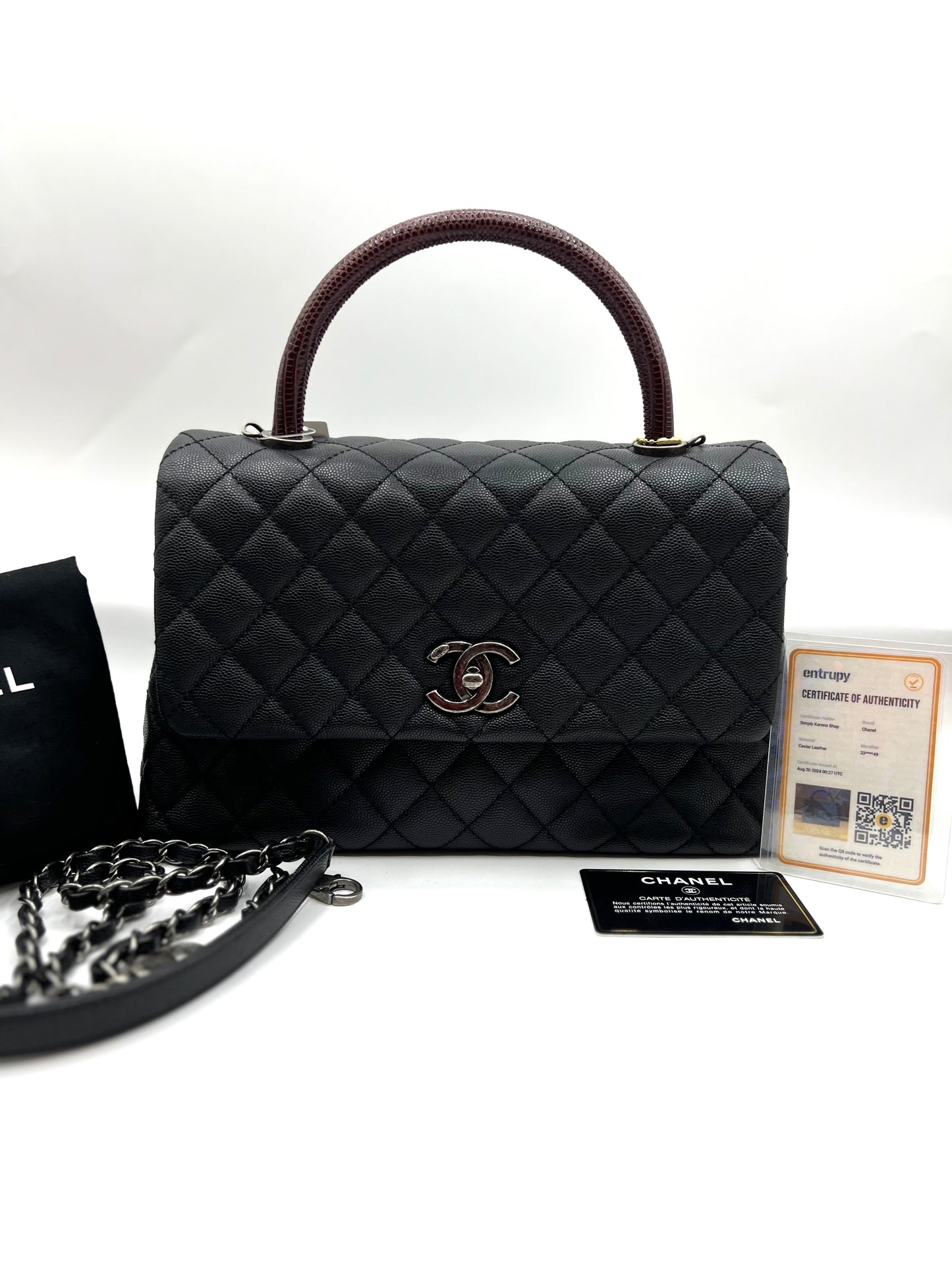 Chanel Caviar Coco python handle Matlase 2 way Bag series 23 mm size     (🇵🇭P361,200)