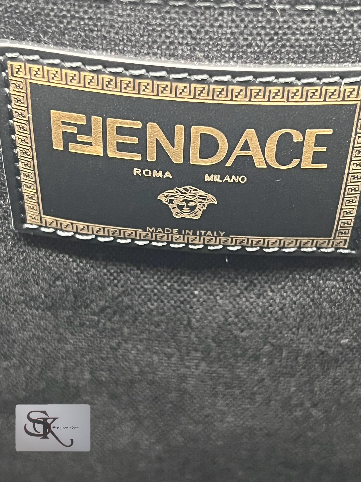 FENDI X VERSACE CANVAS FENDACE  LOGO SHOPPING 2 WAY BAG