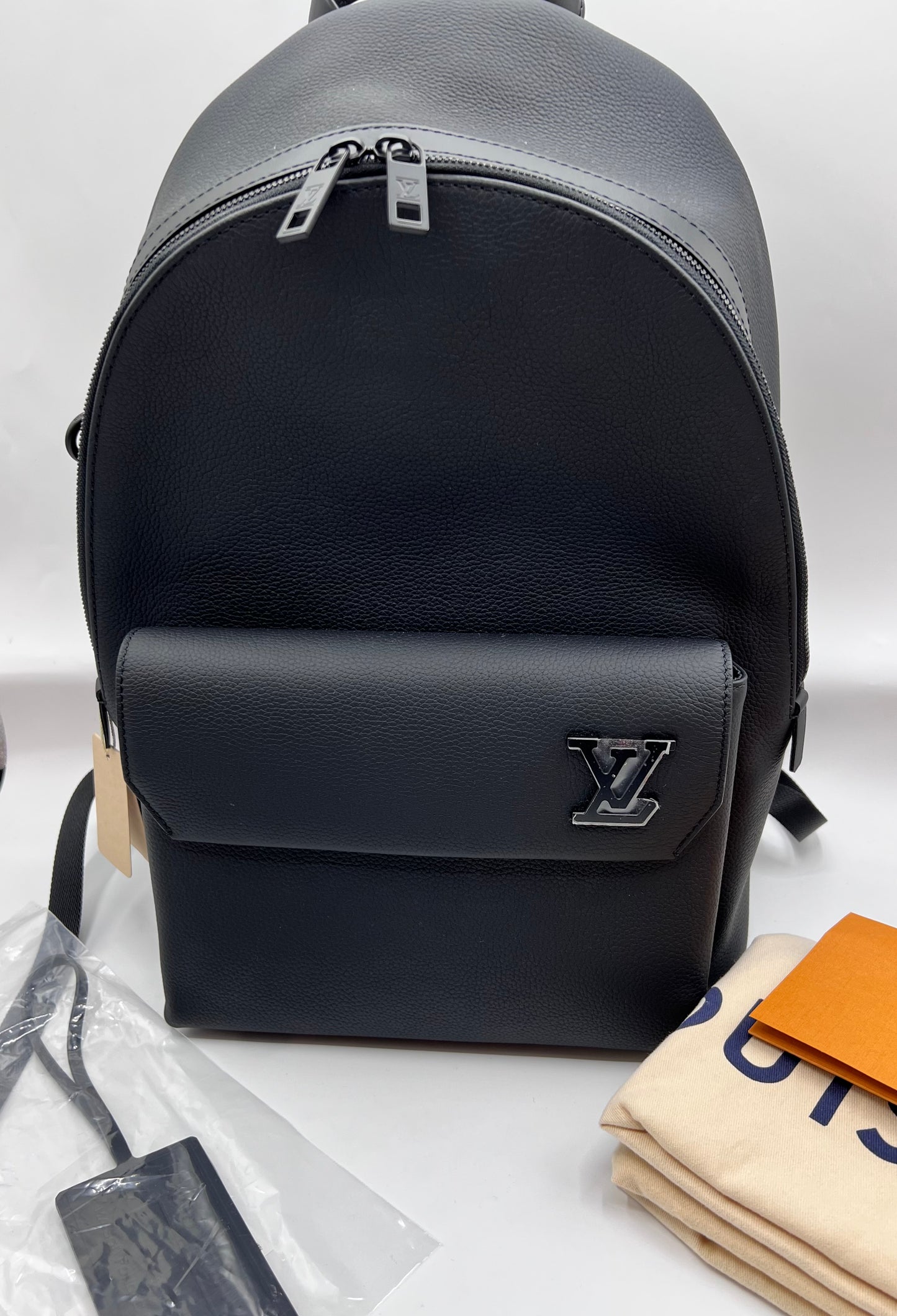 Lv Aerogram Take Off Black Leather Back Pack