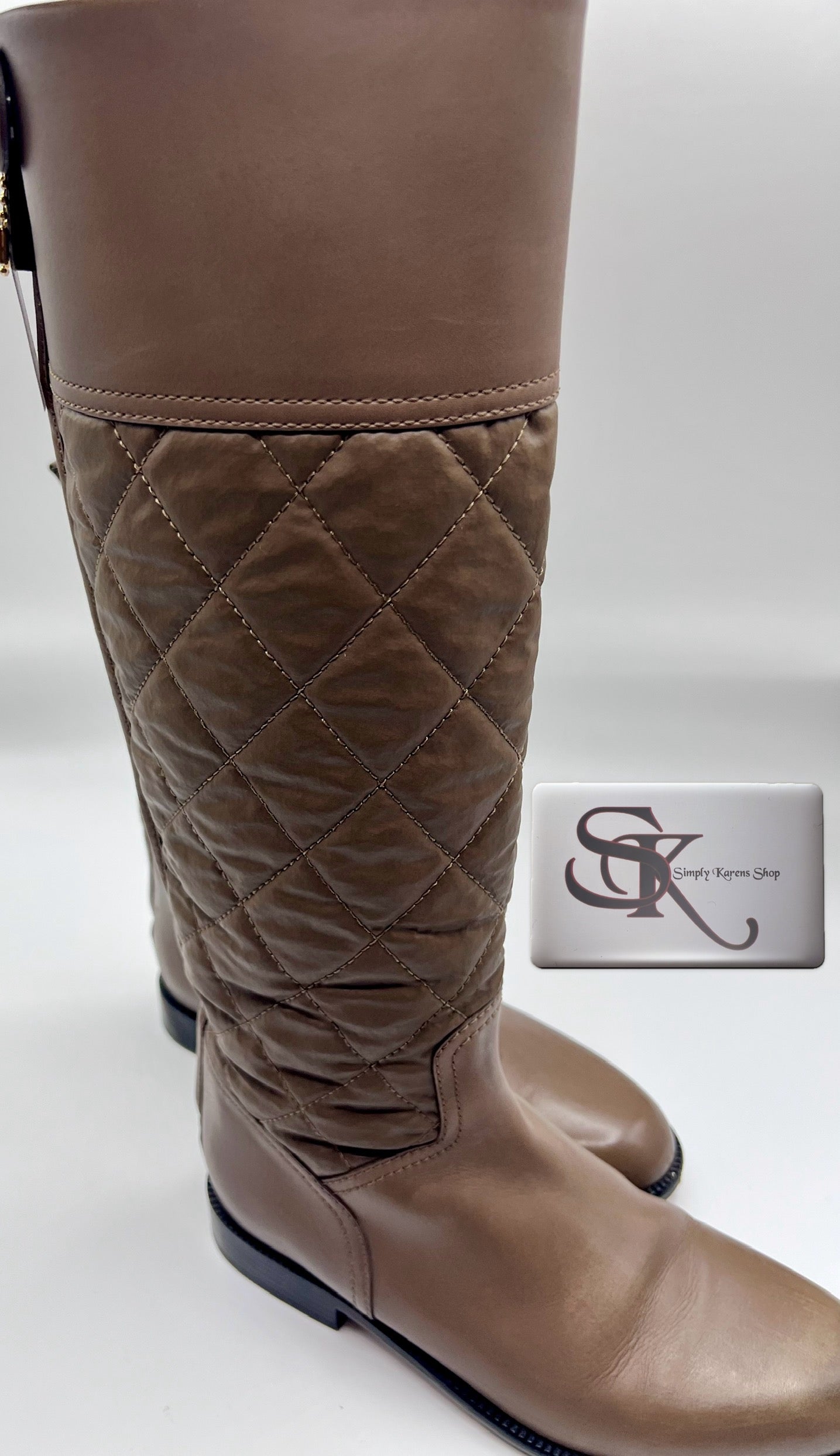 CHANEL MATLASSE CC LONG LEATHER BOOTS SIZE 37 1/2