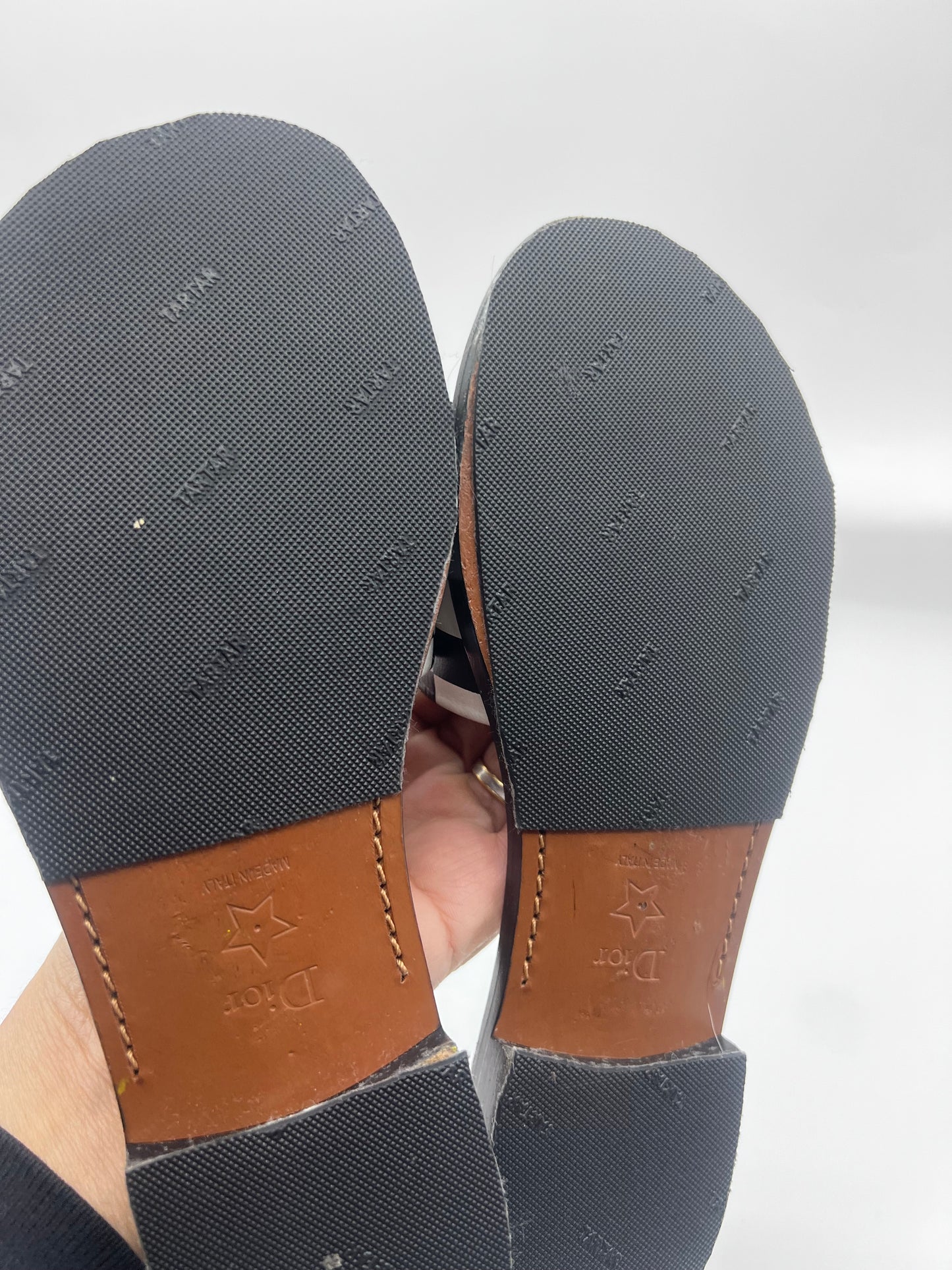 Christian Dior Revolution Checkered Calfskin Slide Sandals Size 36  (🇵🇭P20,640)