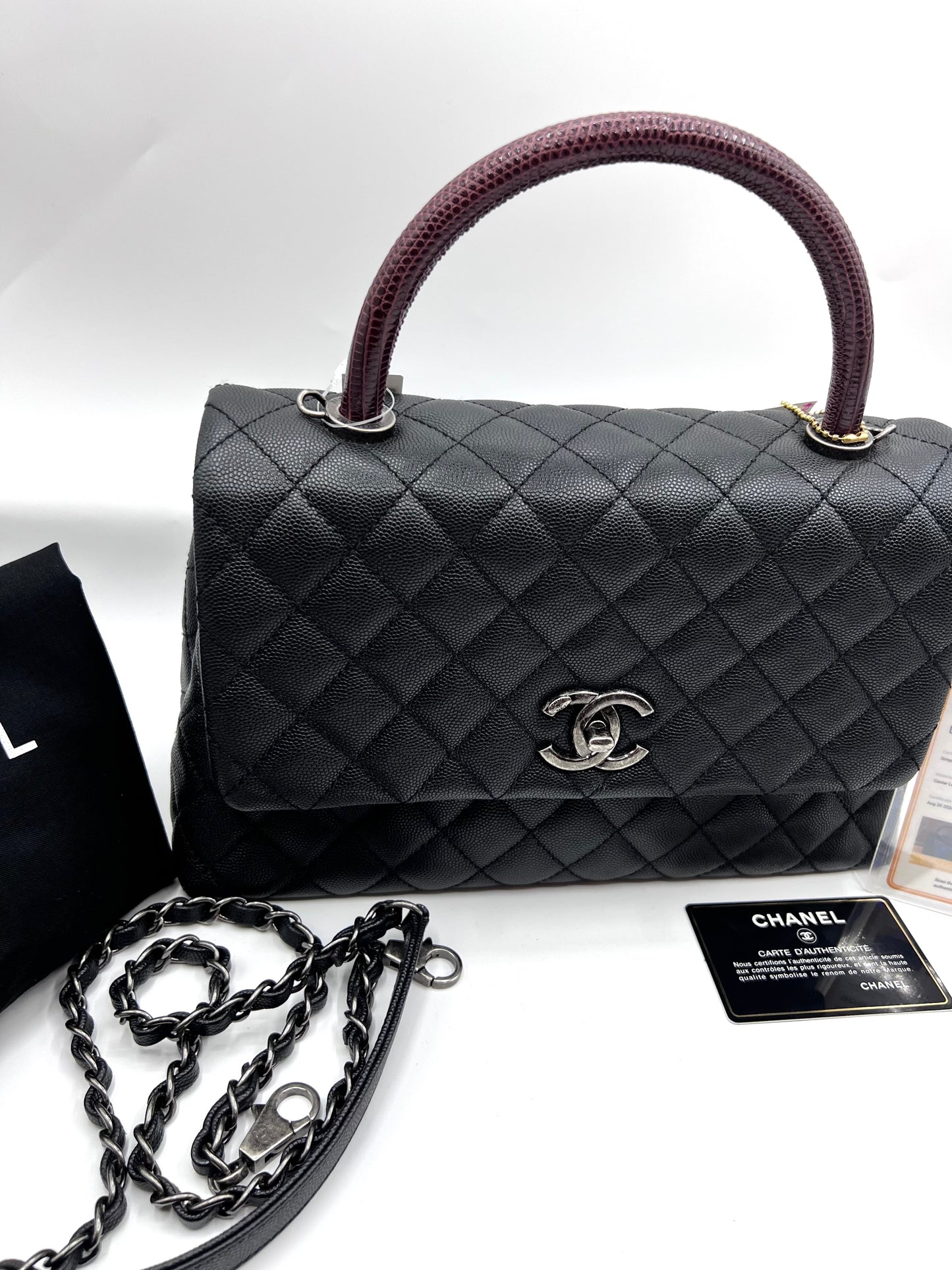 Chanel Caviar Coco python handle Matlase 2 way Bag series 23 mm size     (🇵🇭P361,200)