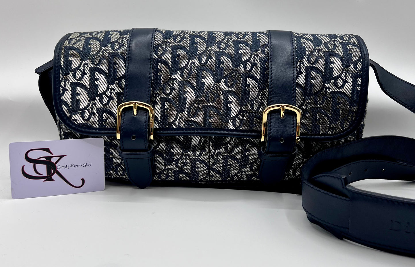 CHRISTIAN DIOR TROTTER OBLIQUE CROSSBODY CANVAS LEATHER BAG