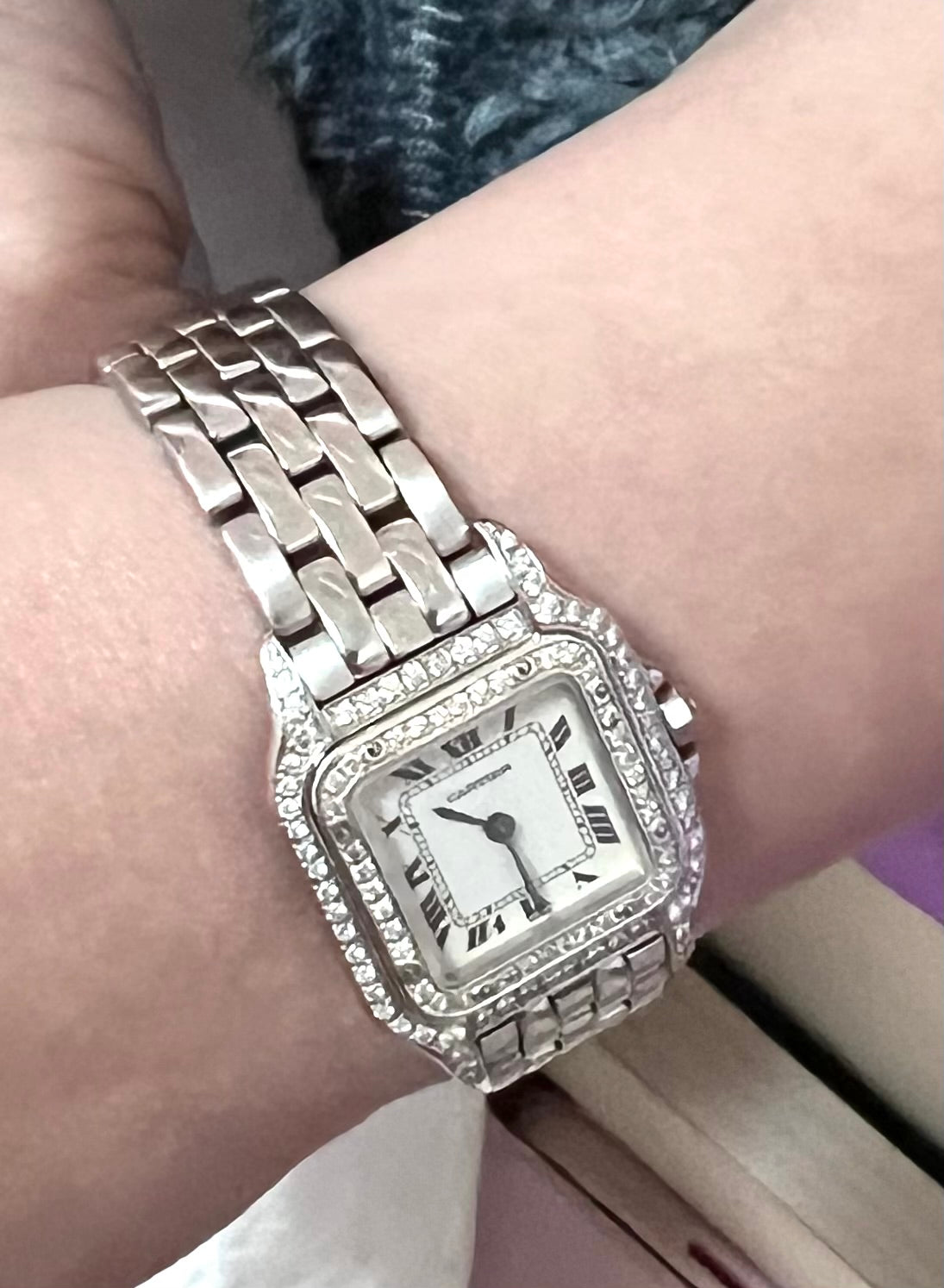 Cartier Panthere SM SS watch w/ after Diamond Qz Size 13.5cm