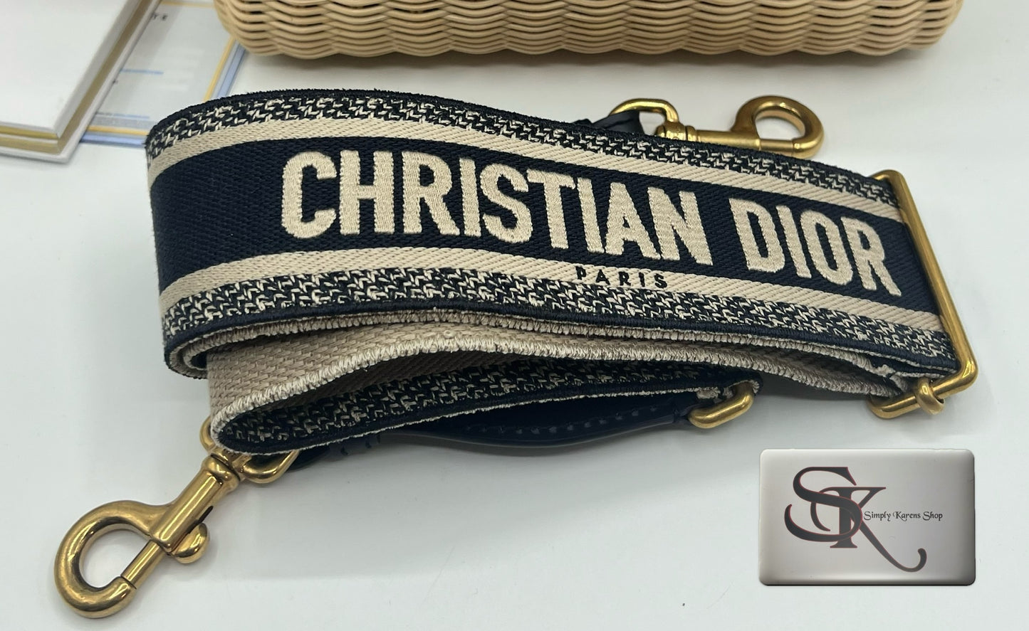 CHRISTIAN DIOR LADY DIOR NATURAL WICKER ARO BLUE DIOR OBLIQUE MM SIZE