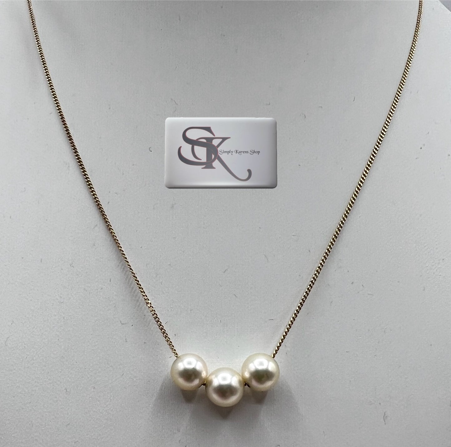K18 3 Floating Akoya Pearl 2.81 grams / 40cm