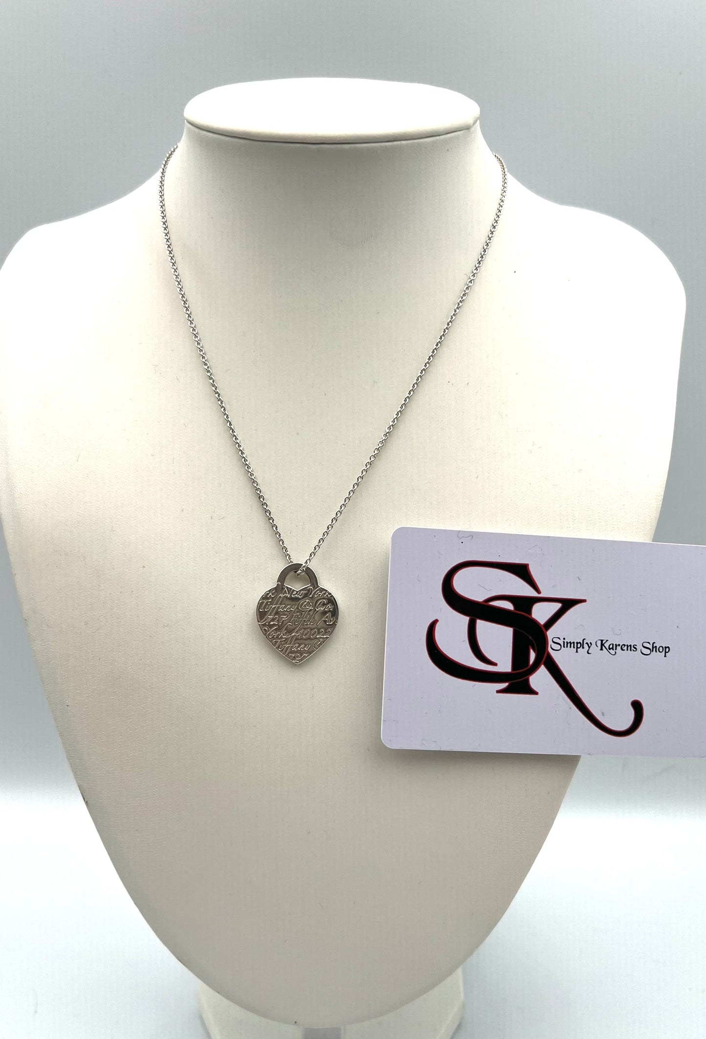 Tiffany & Co Silver 925 Notes 727 Fifth Avenue Heart Tag Necklace 41cm (🇵🇭P12,040)