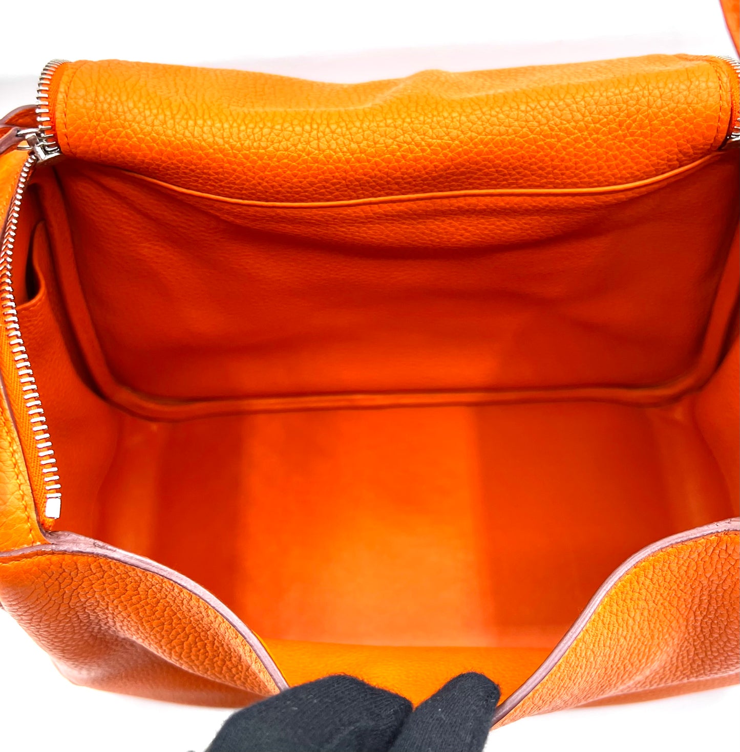 Hermes Lindy 30 Orange Taurillon Clemence Leather PHW Stamp Square R              (🇵🇭P249,400)