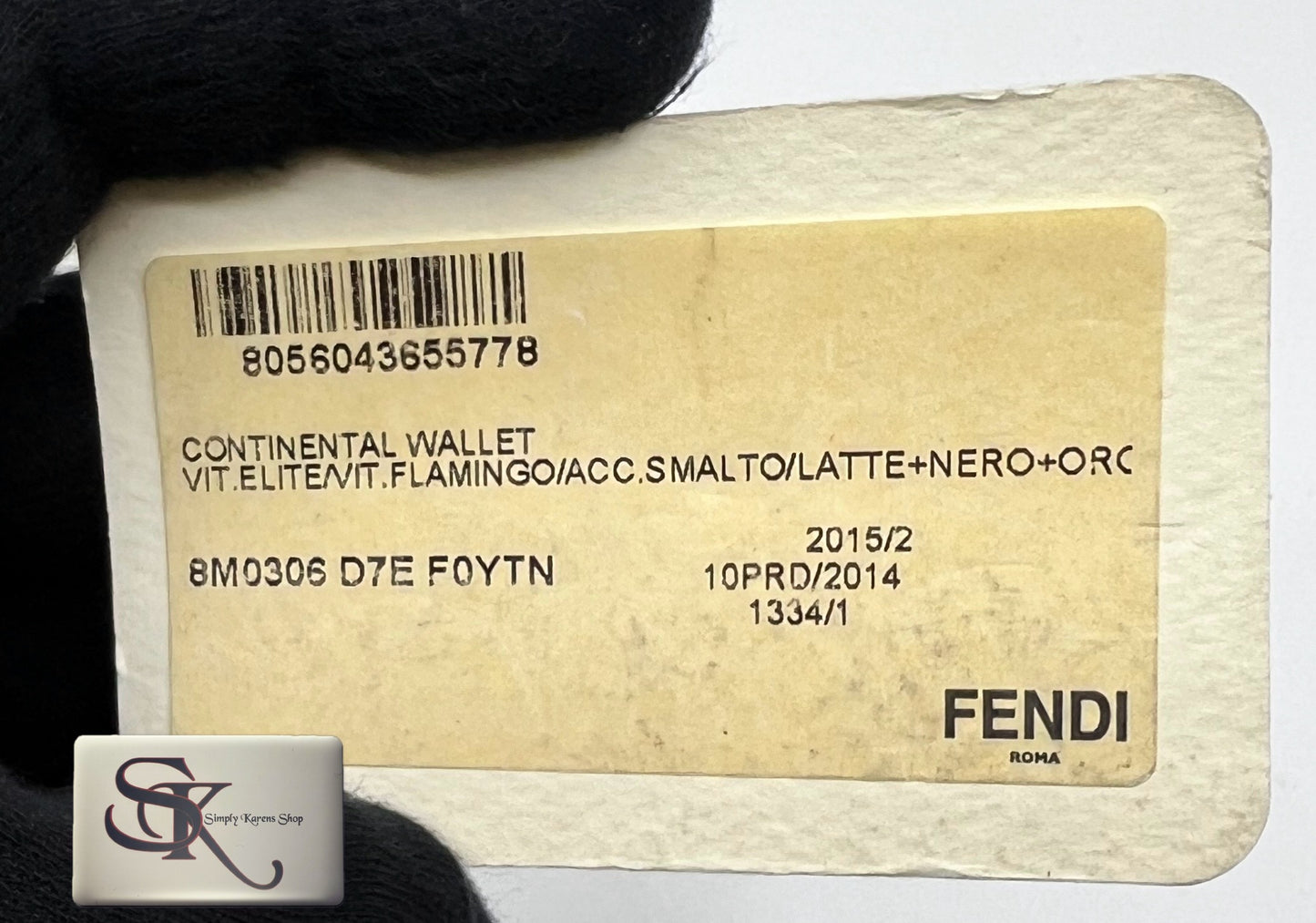 FENDI OFF WHITE / BLACK LEATHER  ENVELOPE CONTINENTAL FLAP WALLET