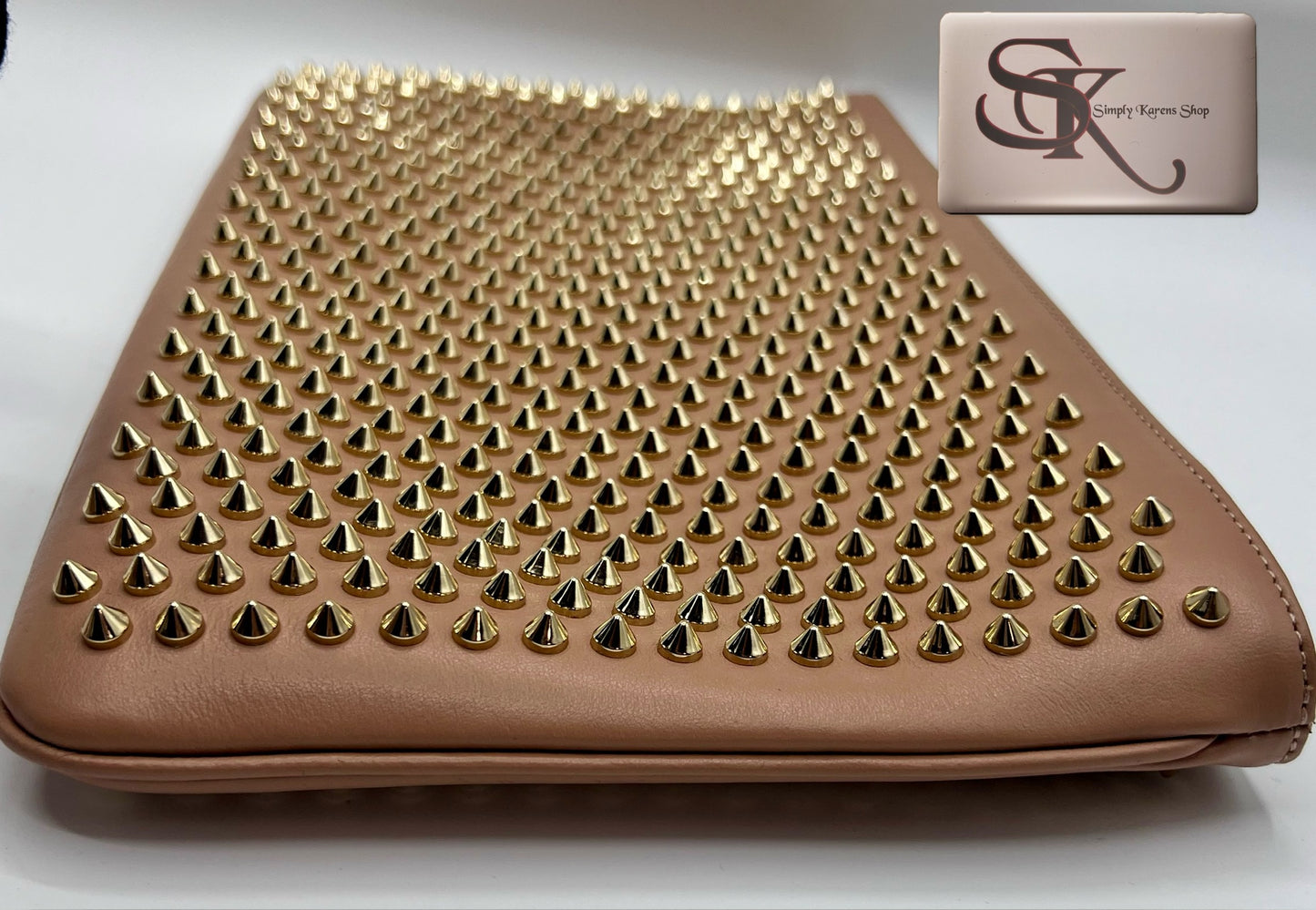 CHRISTIAN LOUBOUTIN LOUBIPOSH SPIKE STUD CLUTCH CROSSBODY BAG