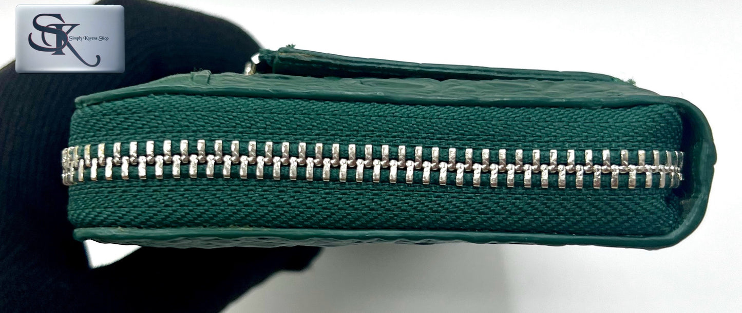 Genuine Crocodile green zip around wallet