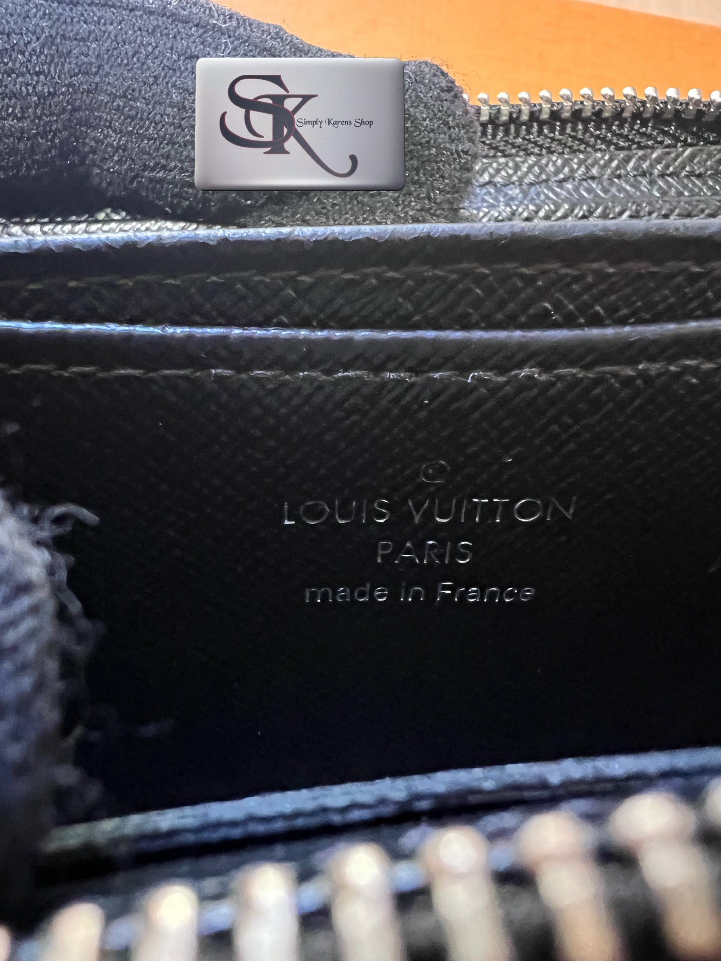 Lv Graphite Zip Around Card Case