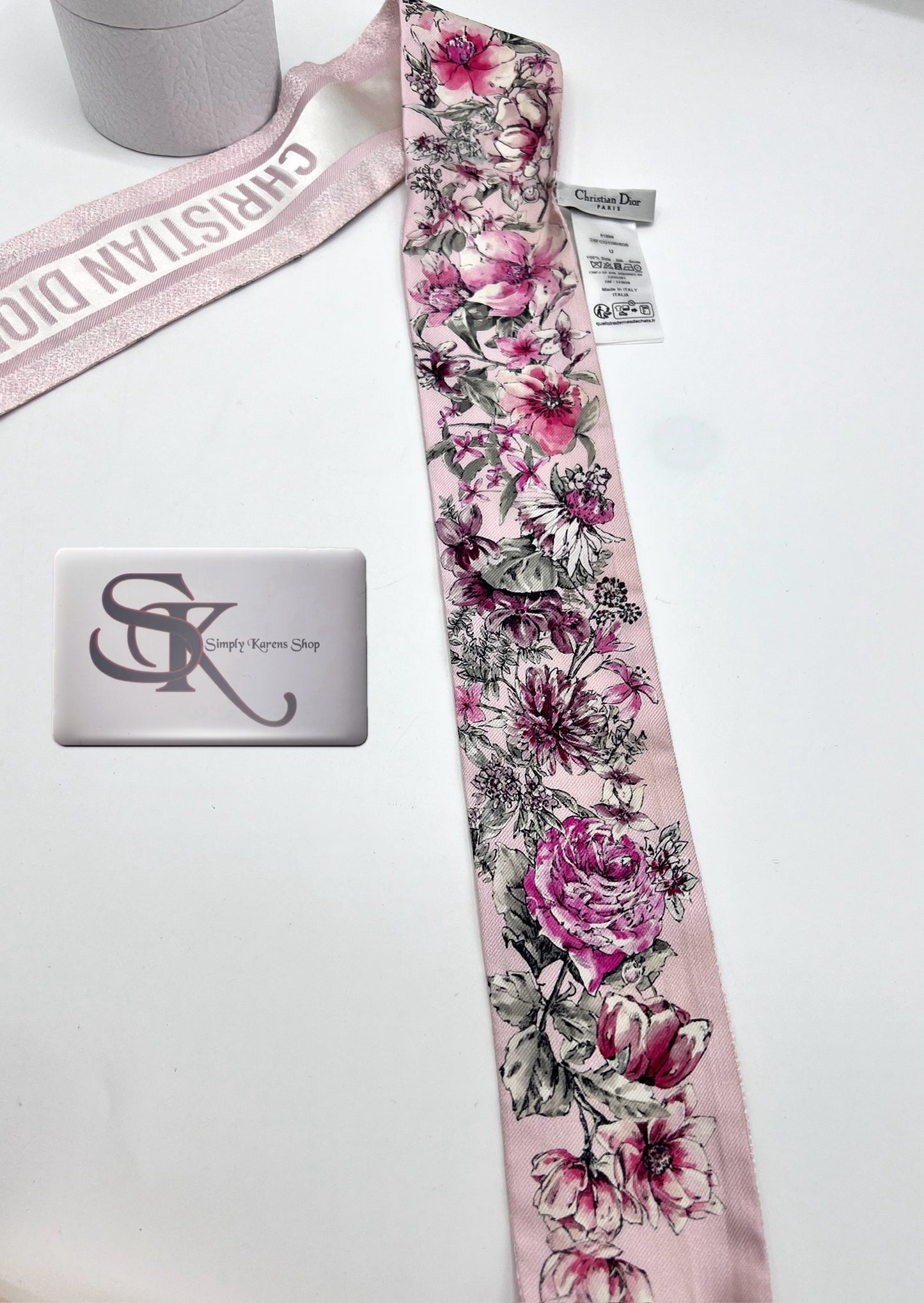CHristian Dior Pink Floral Silk Twilly (🇵🇭P12,900)