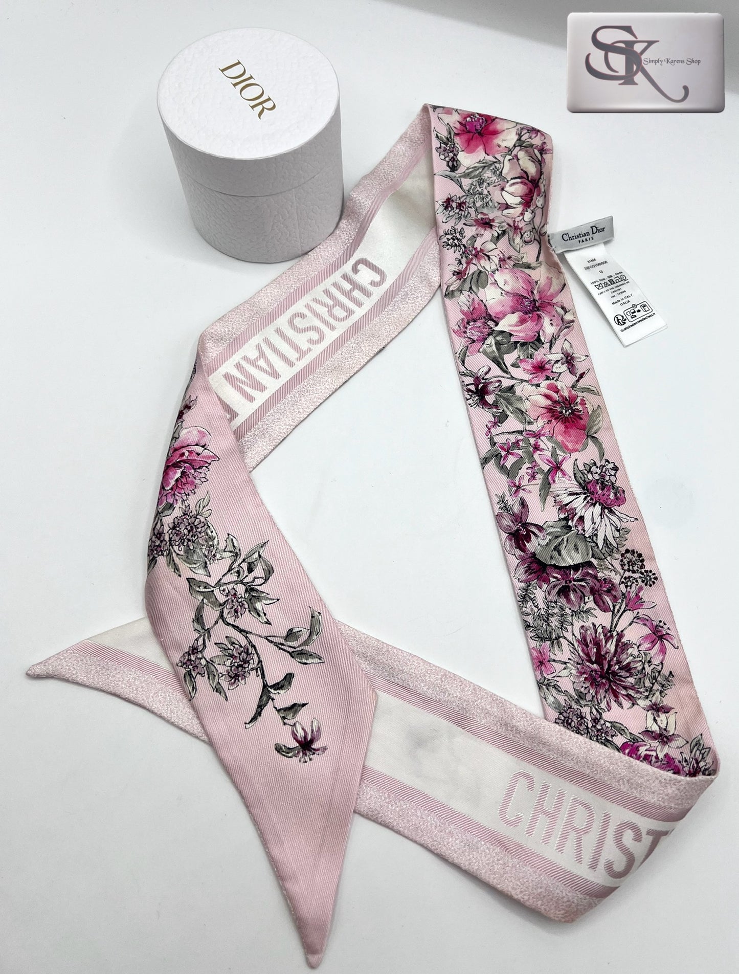 CHristian Dior Pink Floral Silk Twilly (🇵🇭P12,900)