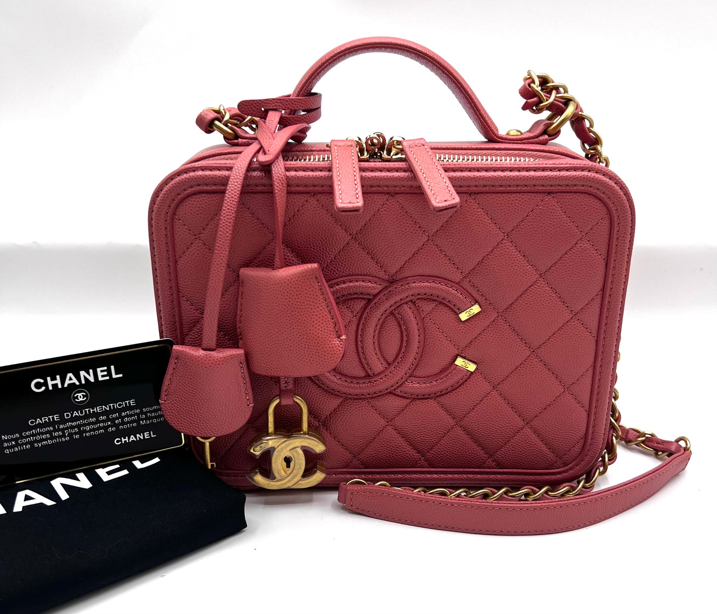 Chanel Caviar Vanity 21cm Rose Gold GHW Series 28        (🇵🇭P180,600)
