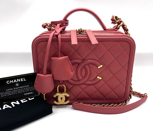 Chanel Caviar Vanity 21cm Rose Gold GHW Series 28        (🇵🇭P180,600)