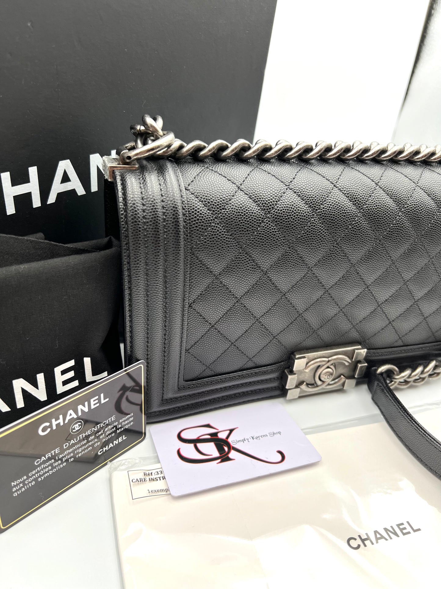 Chanel Leboy Black Caviar Skin Old Medium Riuthenium Hardware Series 30                (🇵🇭P335,400)