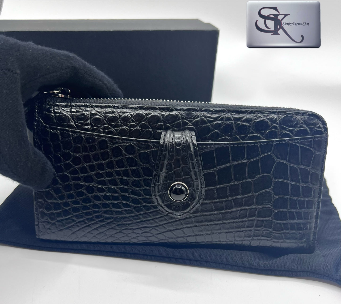 Genuine Black Croc Skin zip around wallet 🇵🇭P5,600🇵🇭