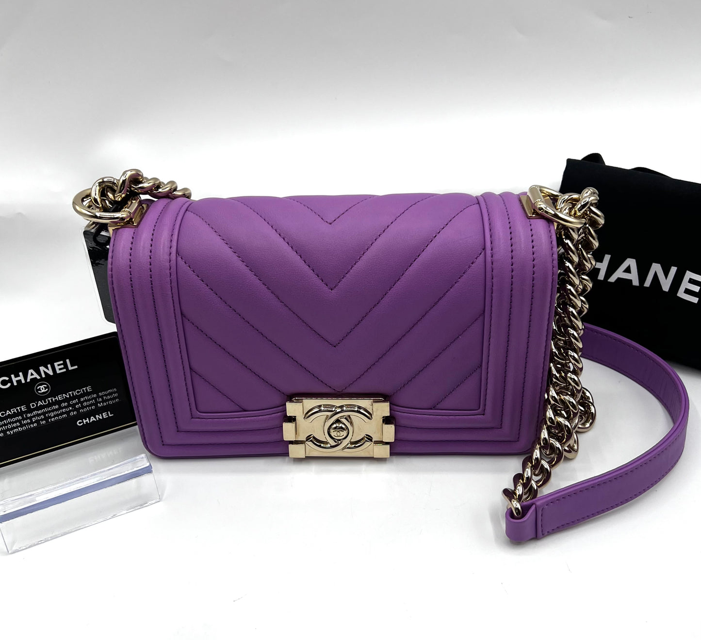 Chanel Leboy Purple Pm size Calfskin GHW Series29          (🇵🇭P197,800)
