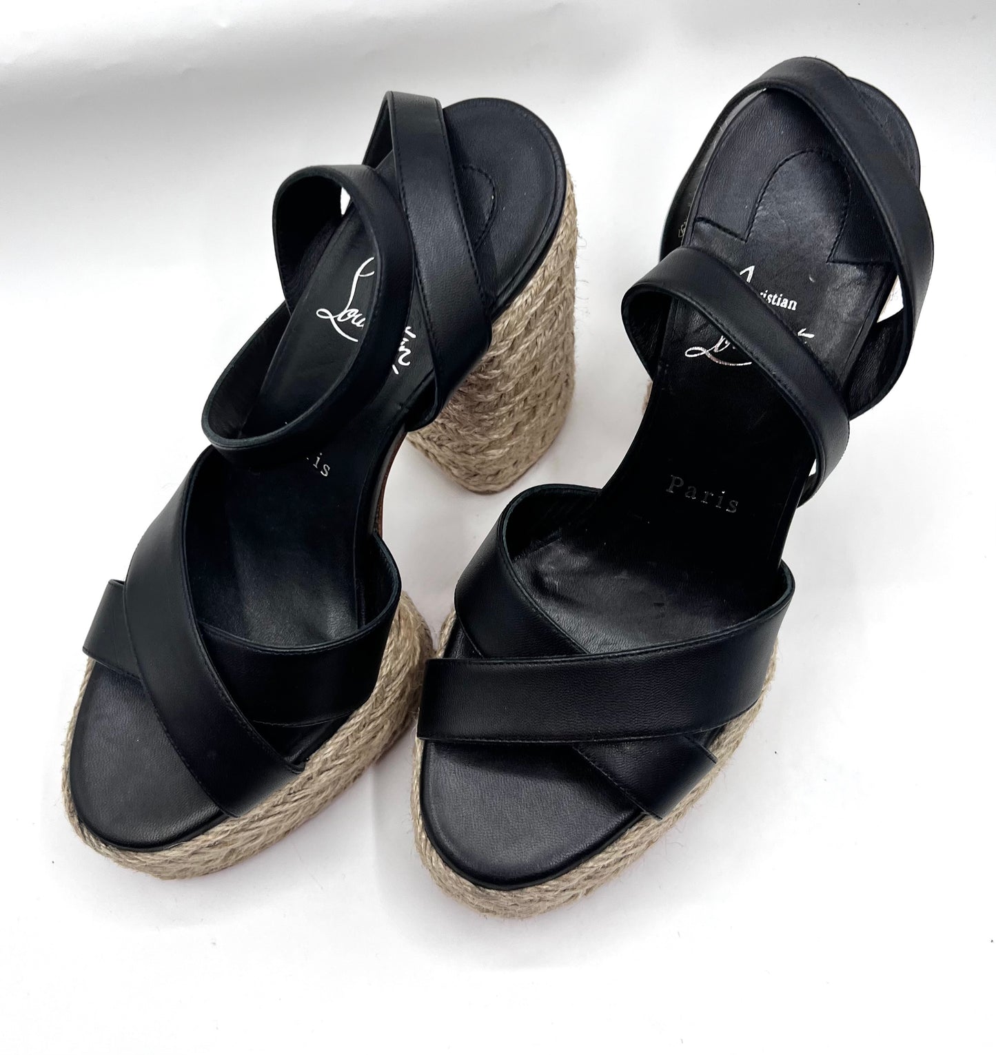 Christian Louboutin Open Toe Ankle Strap Espadril Wedge Sandals S24cm  (🇵🇭P18,060)